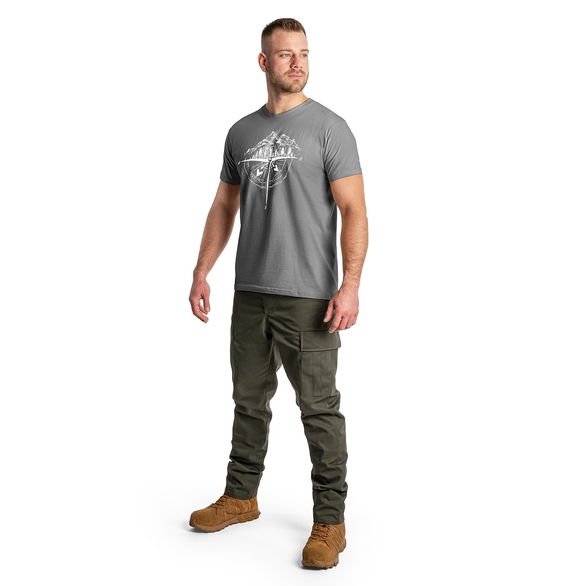 Koszulka T-Shirt TigerWood Róża Wiatrów - Ciemnoszara