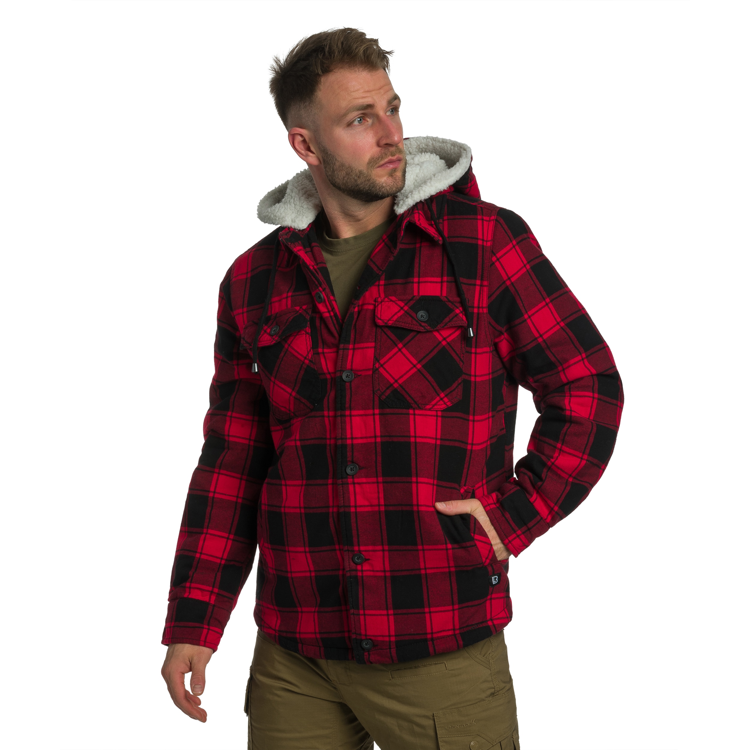 Куртка Brandit Lumberjacket Hooded Red/Black