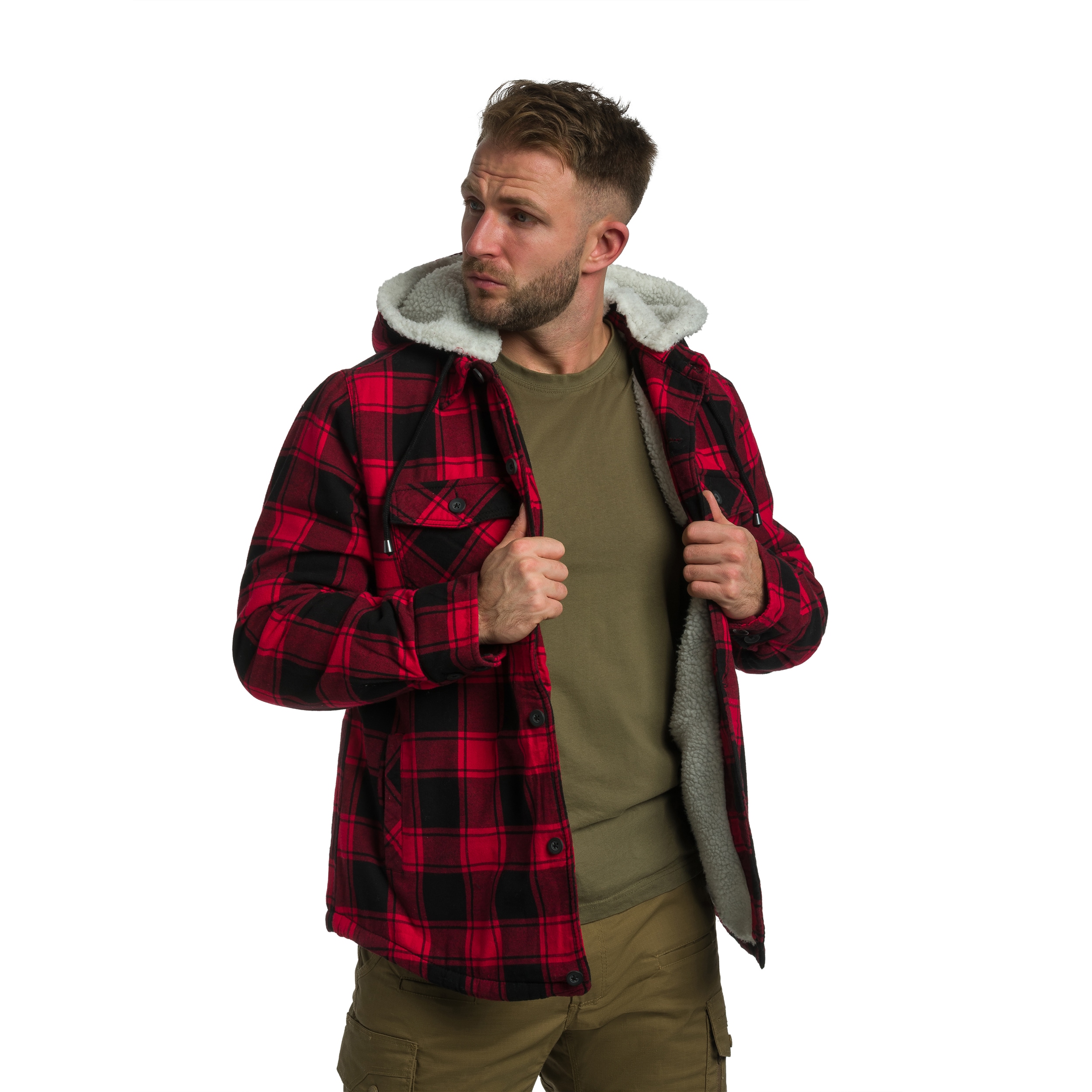 Куртка Brandit Lumberjacket Hooded - Red/Black Checkered