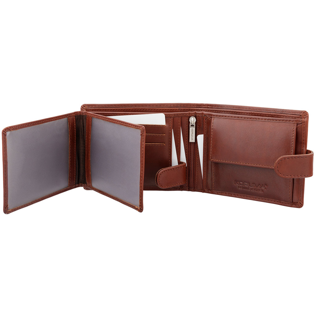 Portfel skórzany Koruma Smart RFID Block - Brązowy