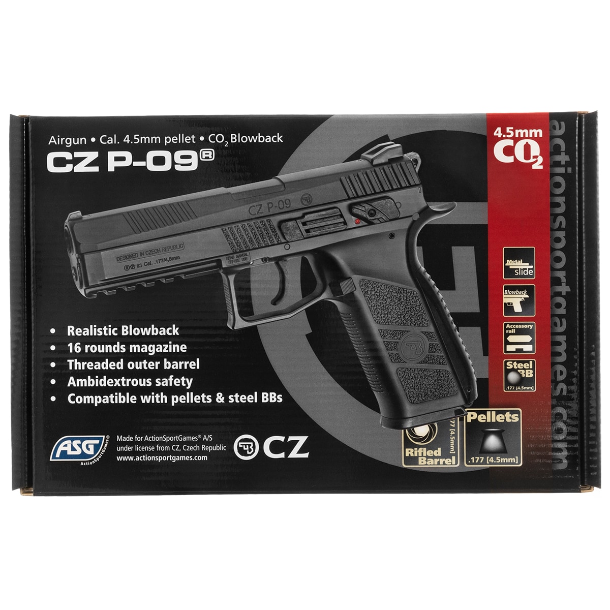 Wiatrówka CZ P-09 CO2 GBB 4,5 mm Black