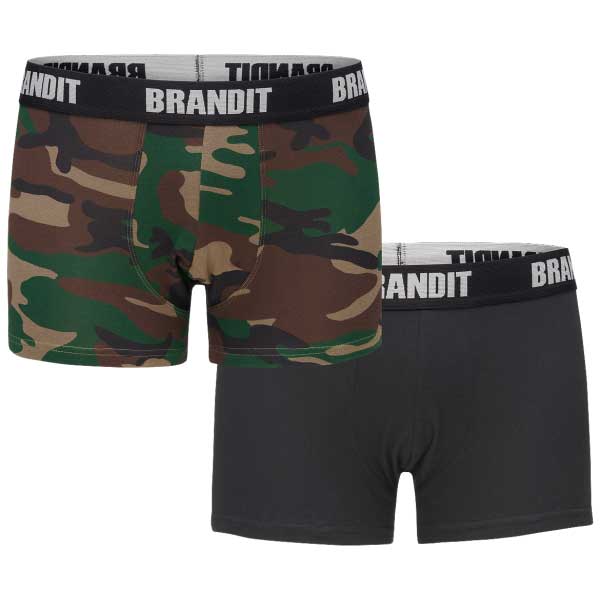 Боксери Brandit Boxershorts Logo 2 пари - Black/Woodland
