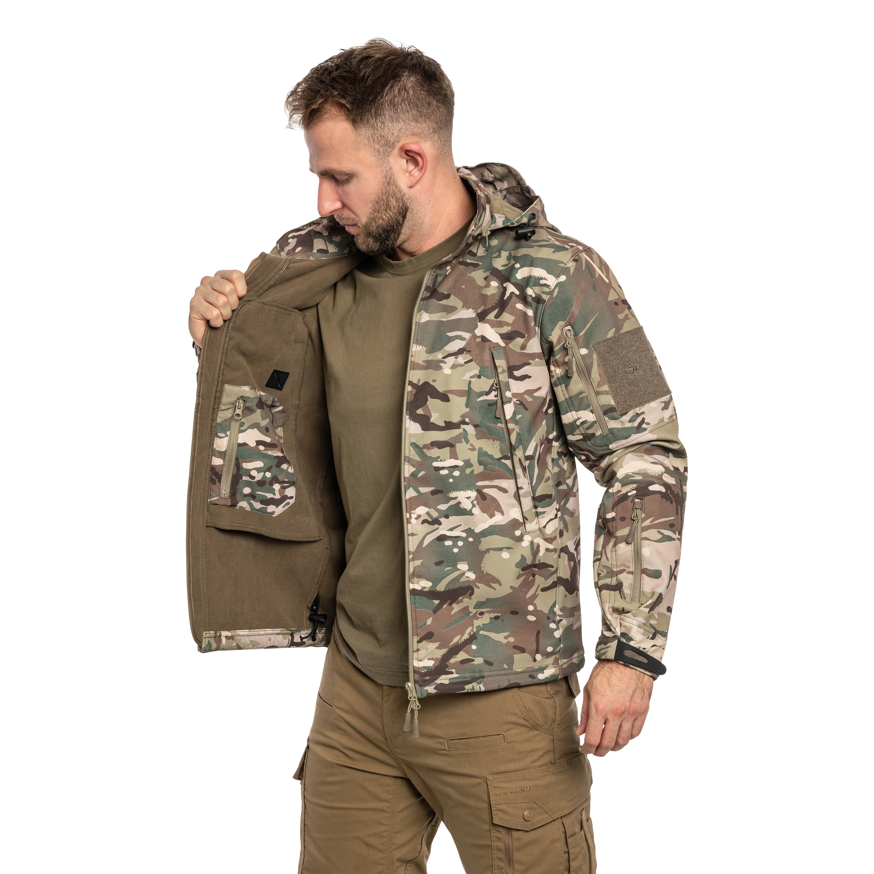 Kurtka Highlander Forces Tactical Softshell - Arid MC Camo