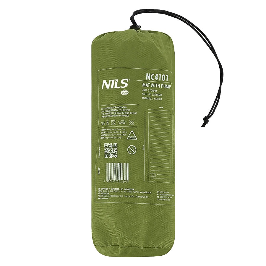 Materac jednoosobowy Nils Camp NC4101 z wbudowaną pompką - Zielony
