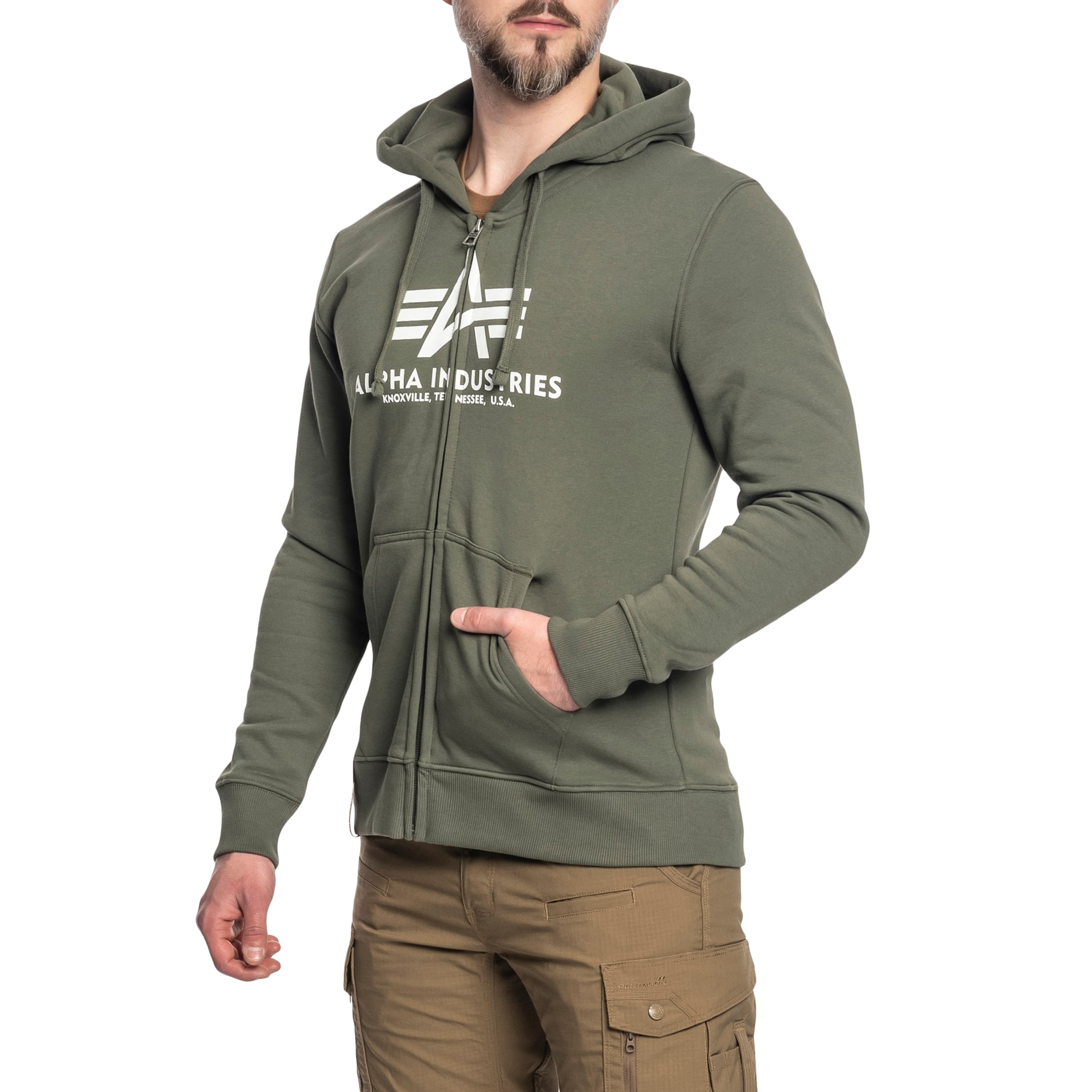 Bluza Alpha Industries Basic Zip Hoody - Dark Olive