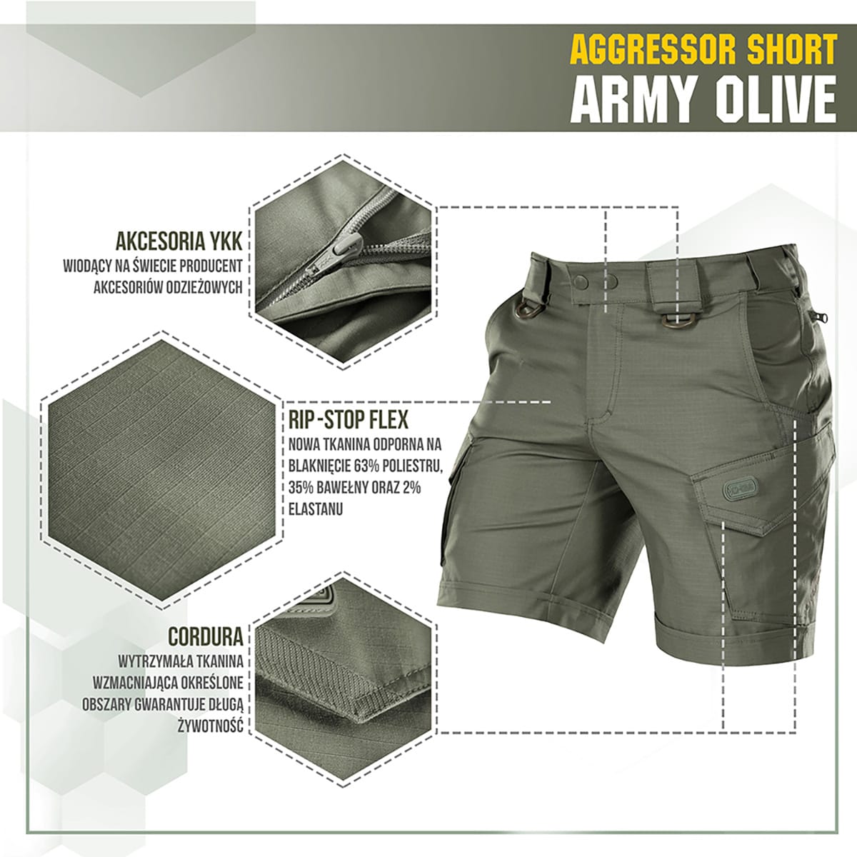 Szorty M-Tac Aggressor Short - Army Olive