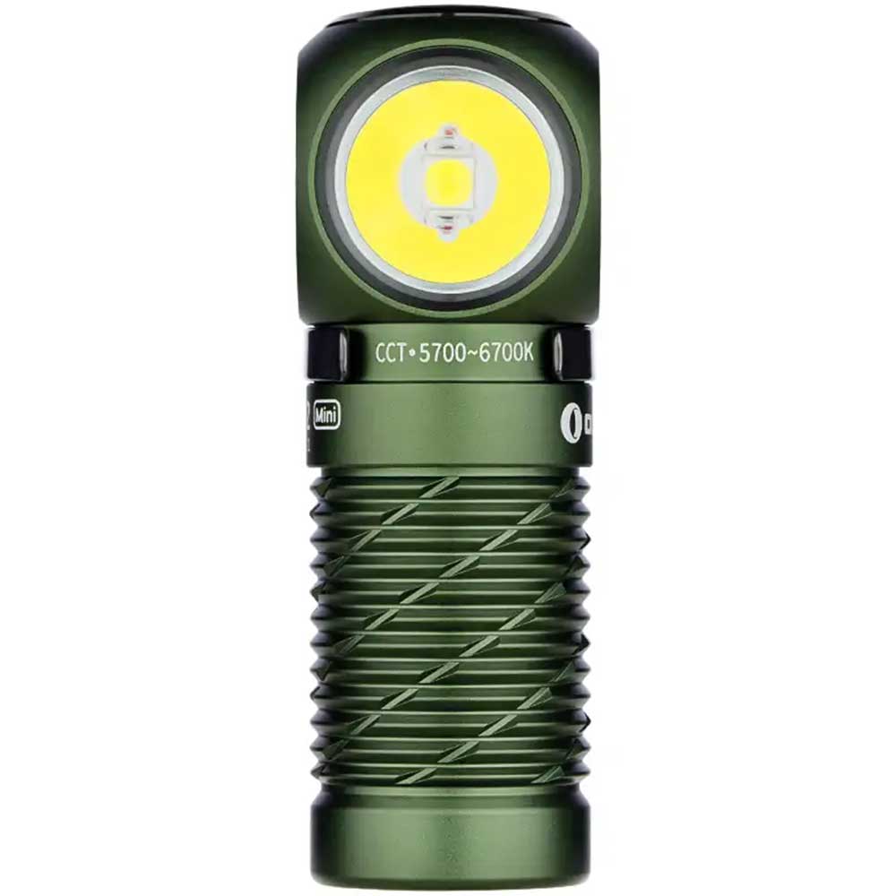 Latarka czołowa i kątowa Olight Perun 2 Mini Kit Cool White OD Green z opaską - 1100 lumenów