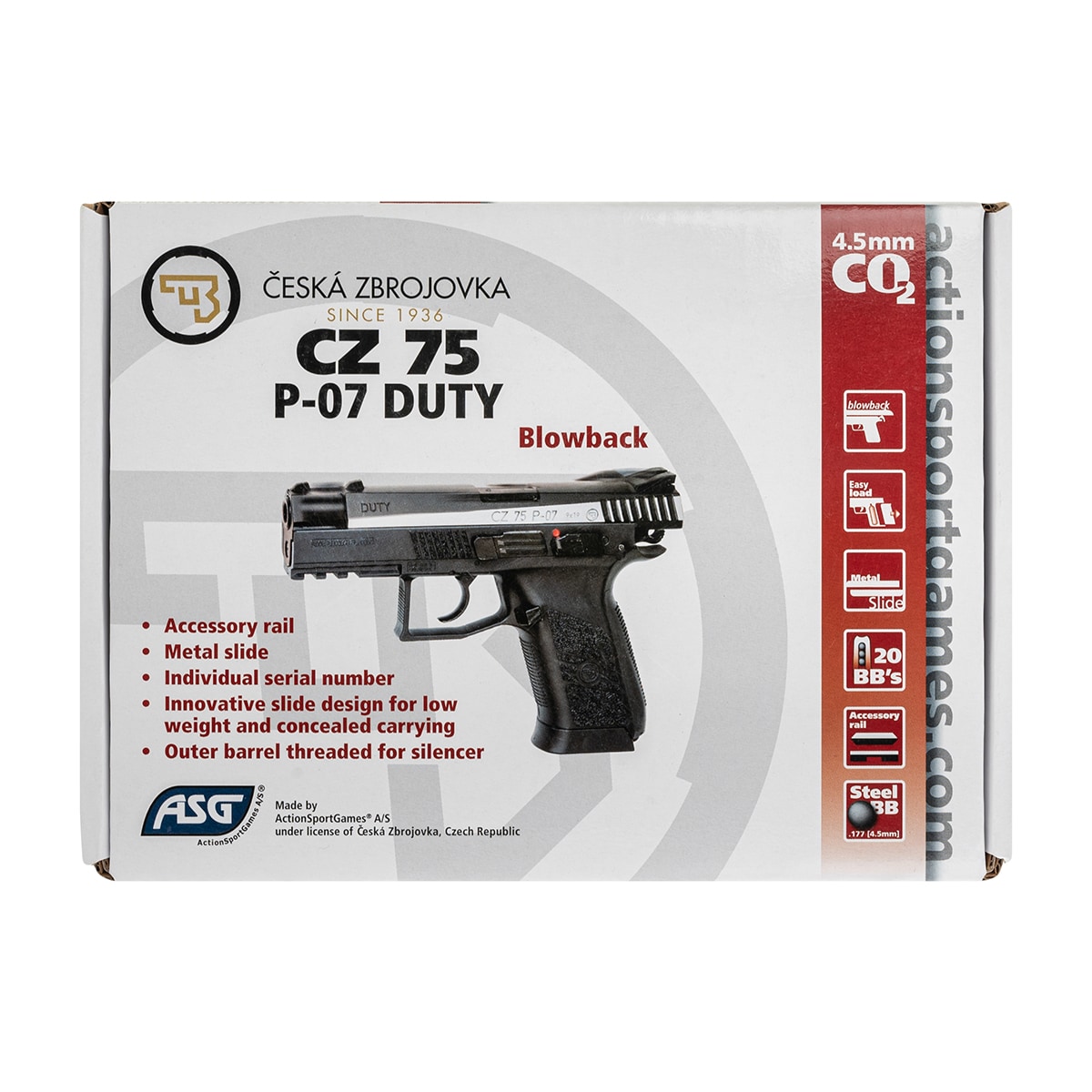 Wiatrówka CZ 75 P-07 Duty Blow Back Dual Tone 4,5 mm