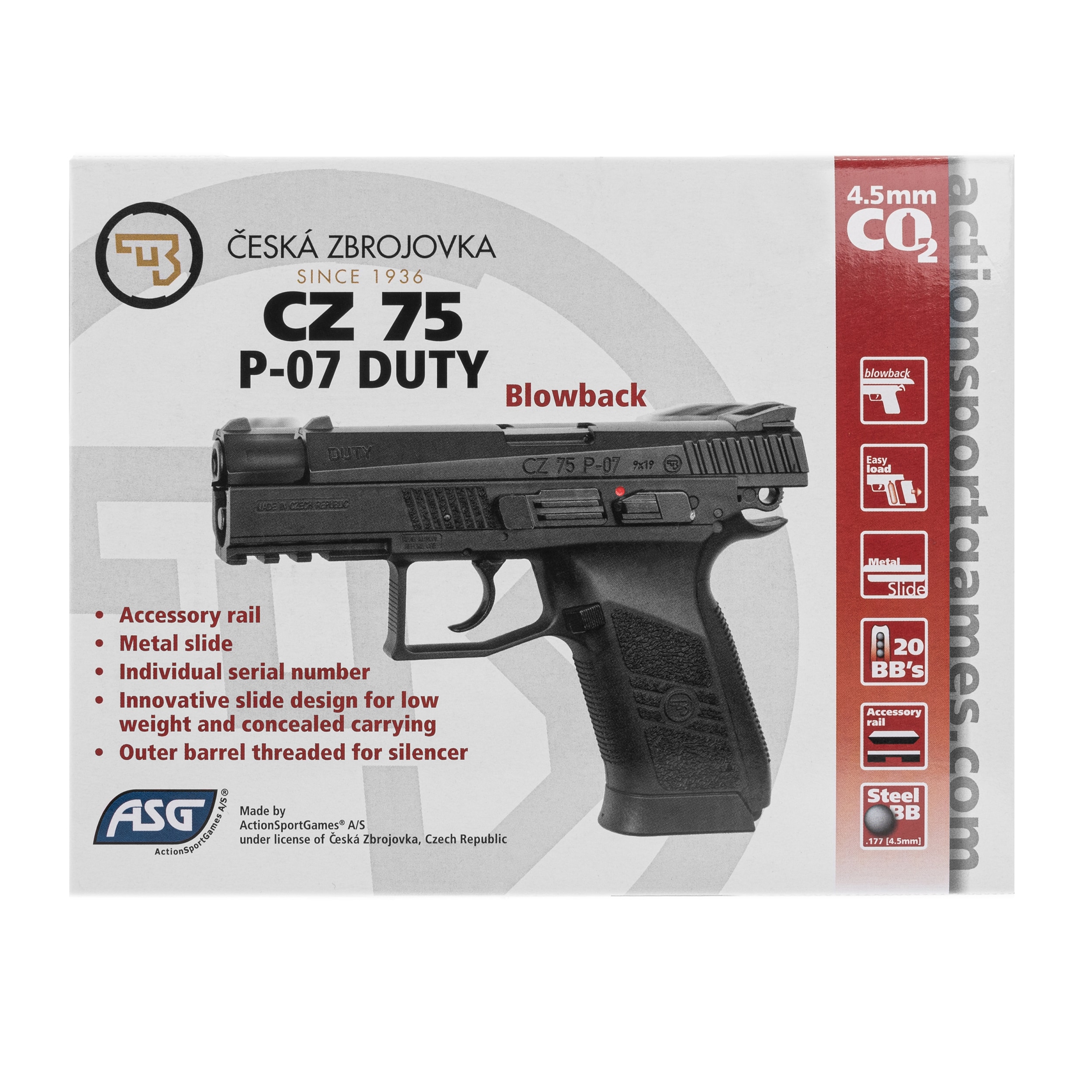 Wiatrówka CZ 75 P-07 Duty Blow-Back 4,5 mm