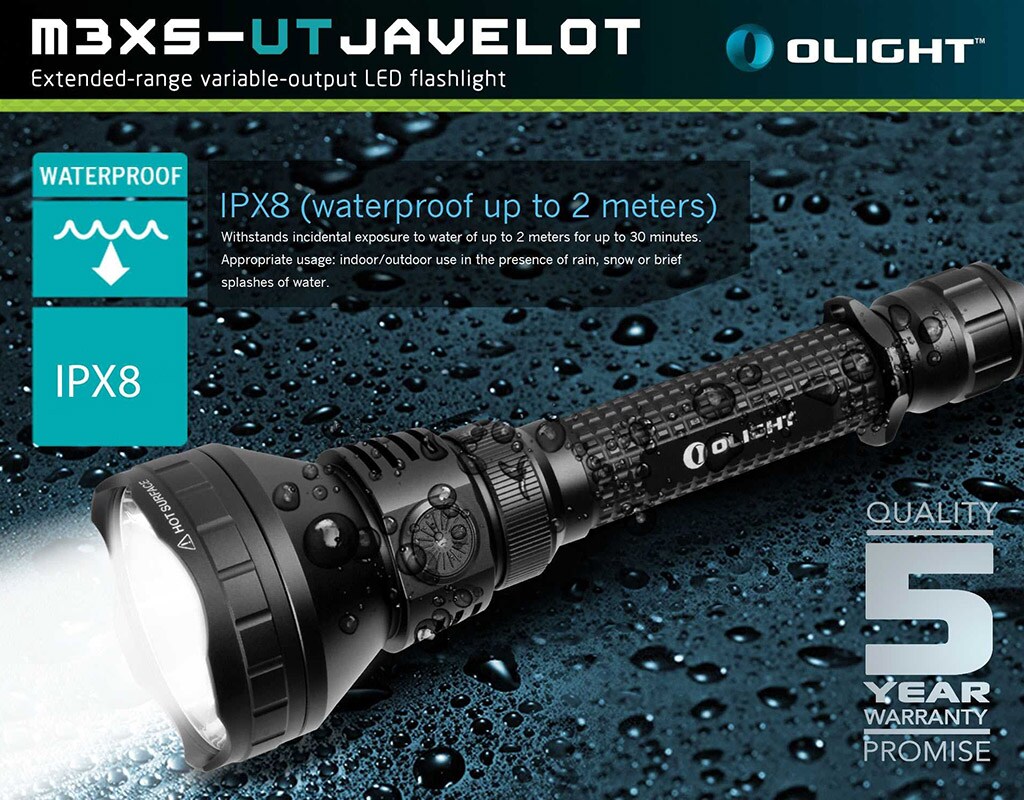 Latarka Olight M3XS-UT Javelot - 1200 lumenów, zasięg 1000m