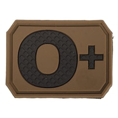 Emblemat Mil-Tec z grupą krwi 0+ coyote