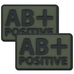 Emblemat PVC Helikon grupa krwi AB/Rh+ Olive Green - 2 szt.