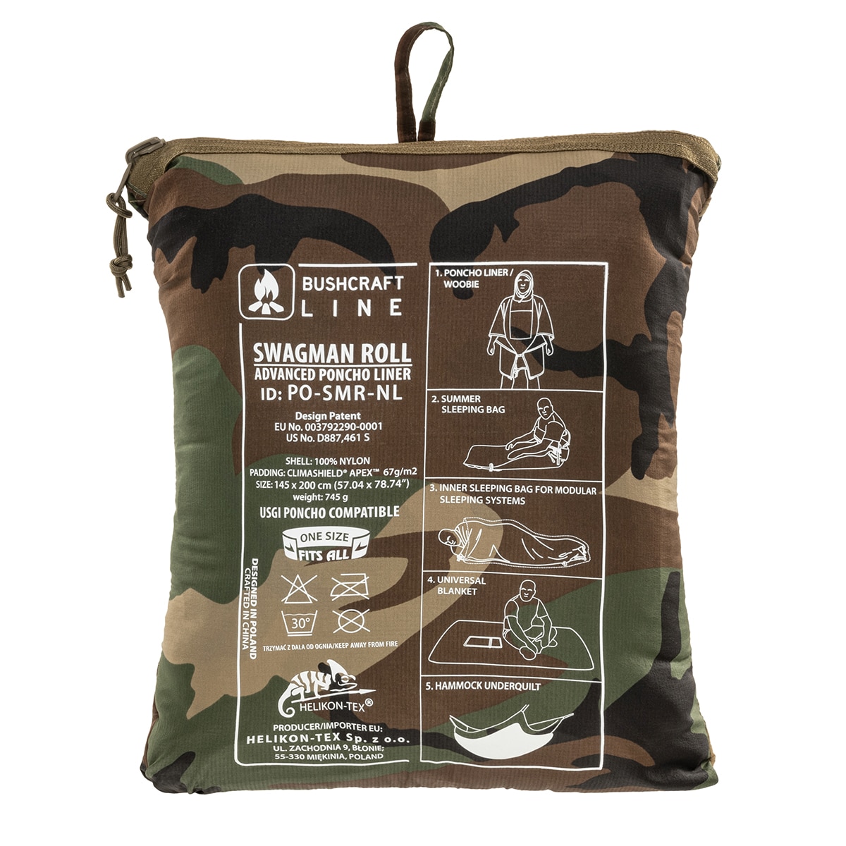Ponczo Helikon-Tex Swagman Roll Climashield Apex z funkcją śpiwora - US Woodland