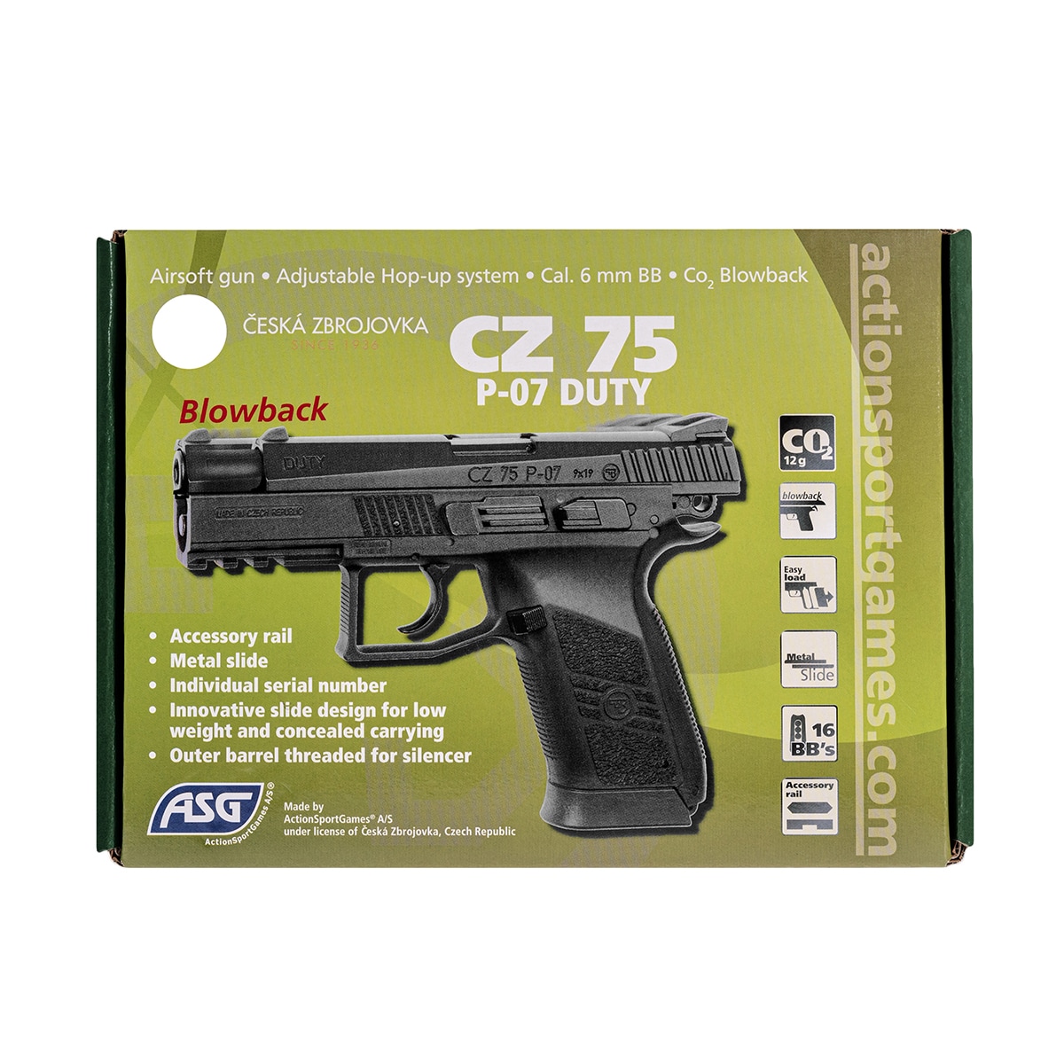 Pistolet ASG CO2 CZ 75 P-07 Duty Blow Back