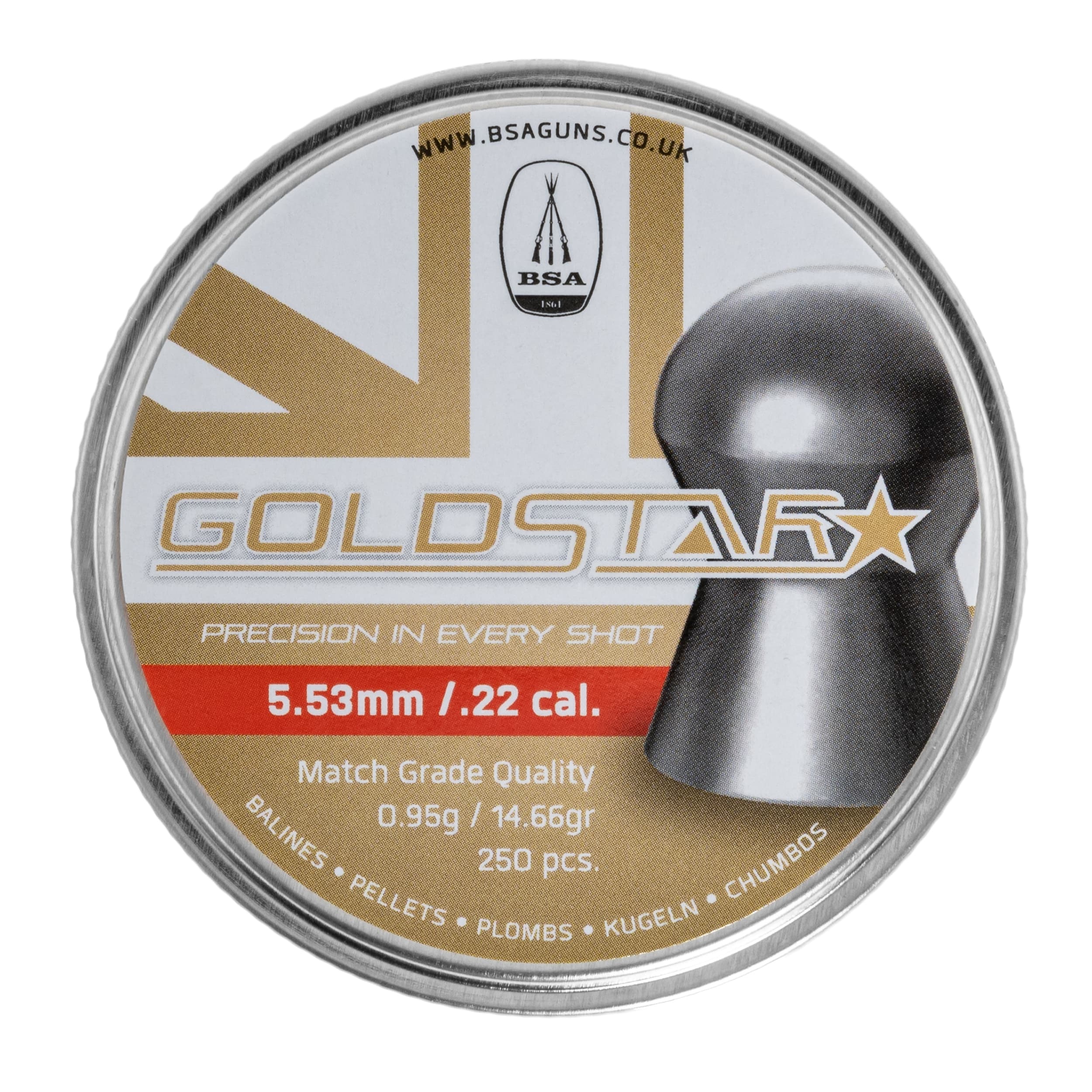 Дріб BSA Gold Star 5,53 мм - 250 шт.