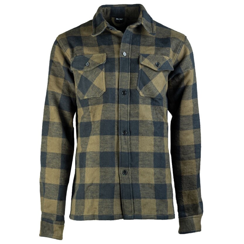 Koszula Mil-Tec Flannel Shirt Longsleeve - Black/Olive