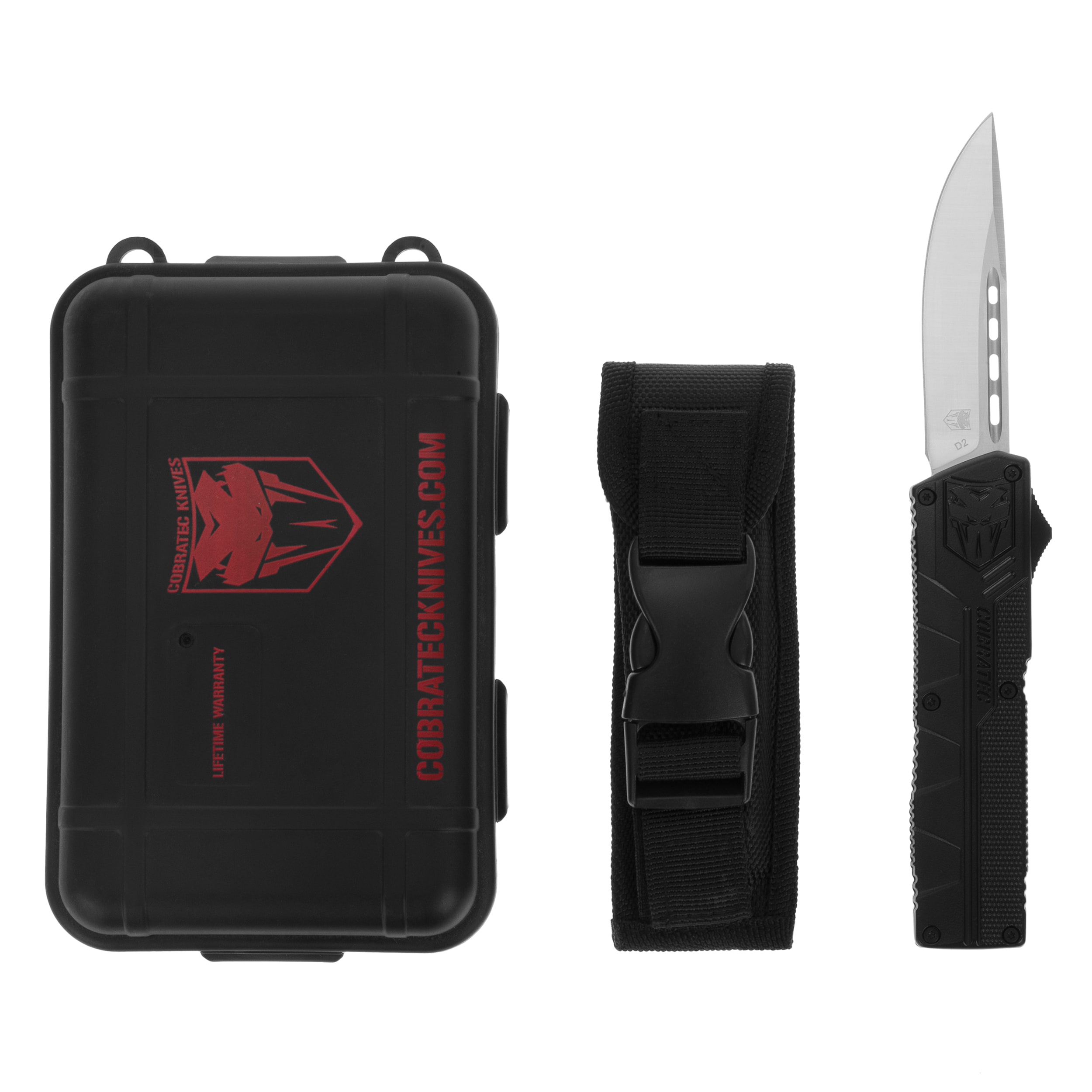 CobraTec D2 Lightweight OTF Black Spring knife