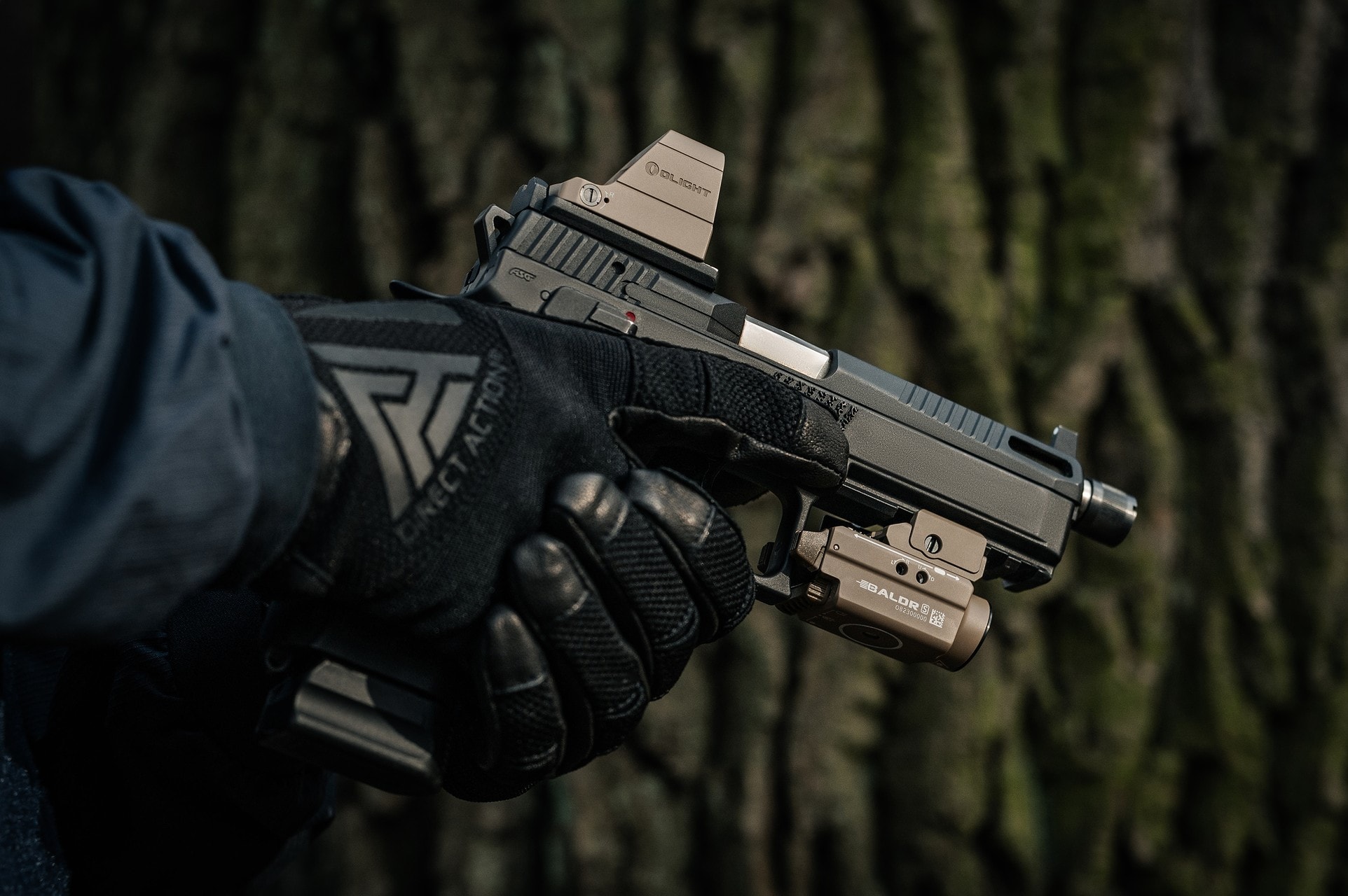 Ліхтарик з лазерним прицілом Olight BALDR S Desert Tan - 800 люменів, Green Laser