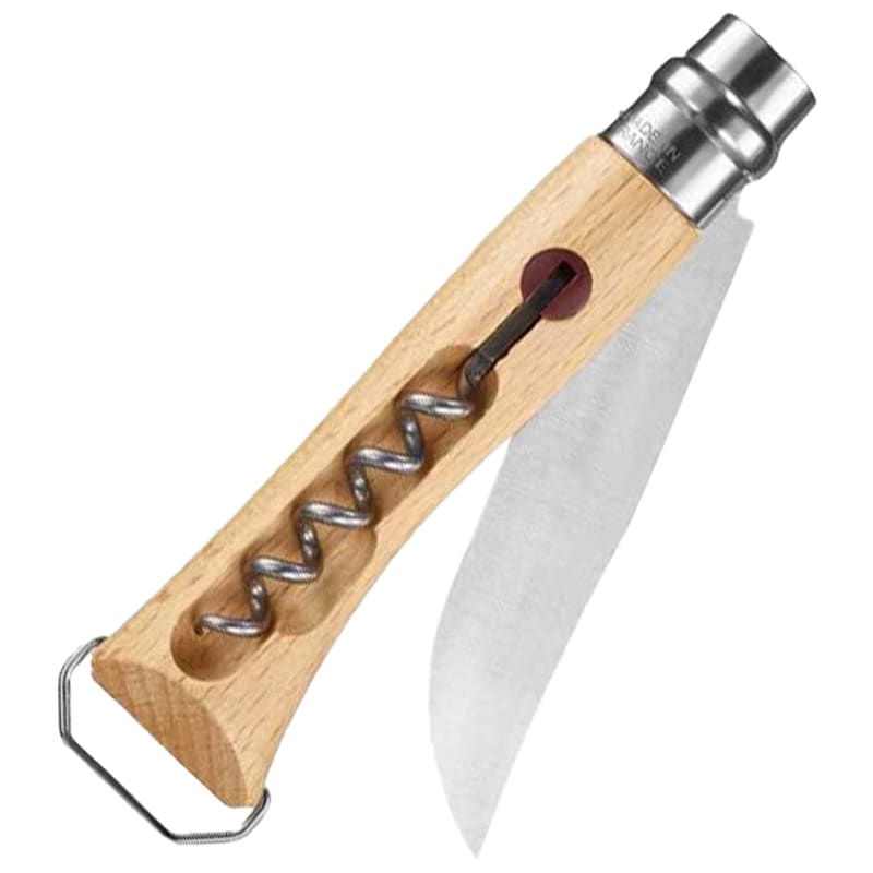 Nóż składany Opinel No.10 Inox z korkociągiem i otwieraczem do butelek - Natural
