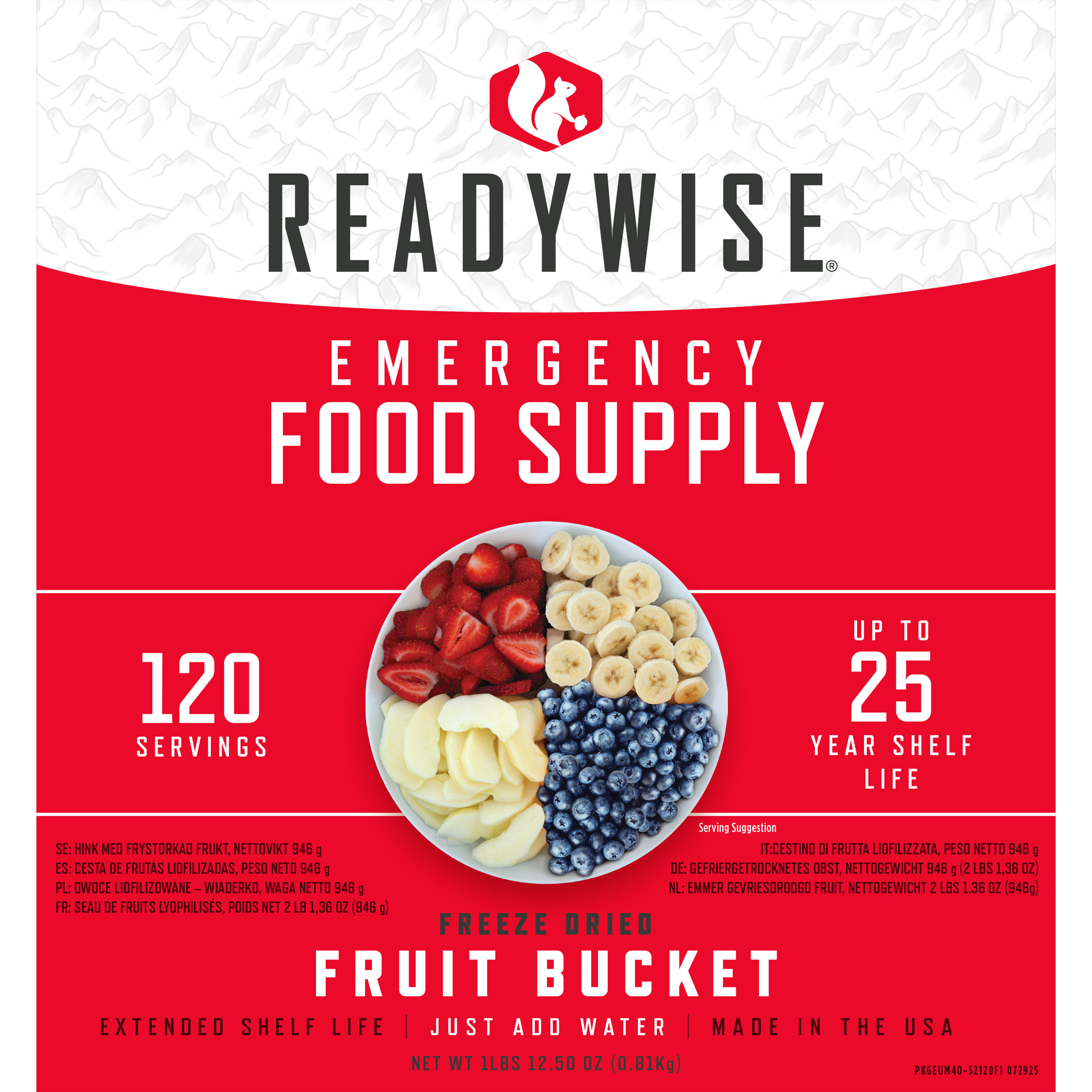 Сублімовані продукти ReadyWise продуктовий пакет - 120 порцій фруктів