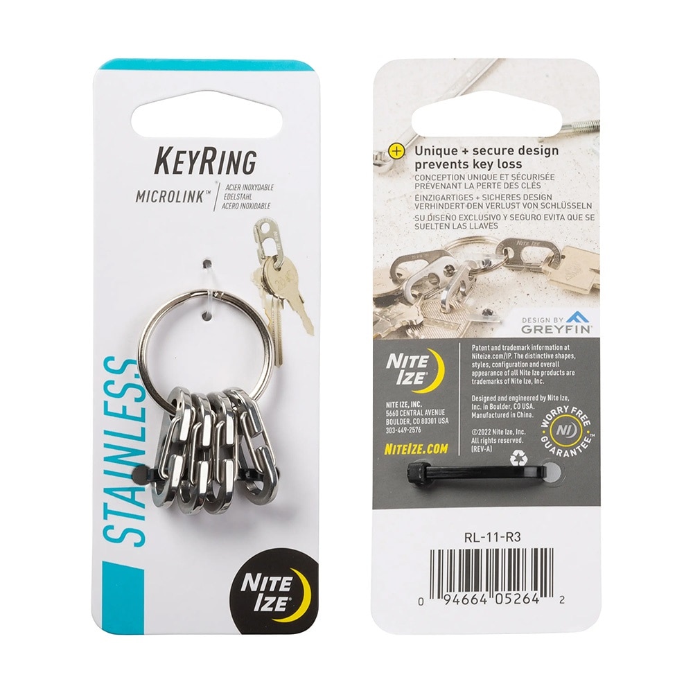 Брелок для ключів із карабінами Nite Ize KeyRing MicroLink - Сріблястий