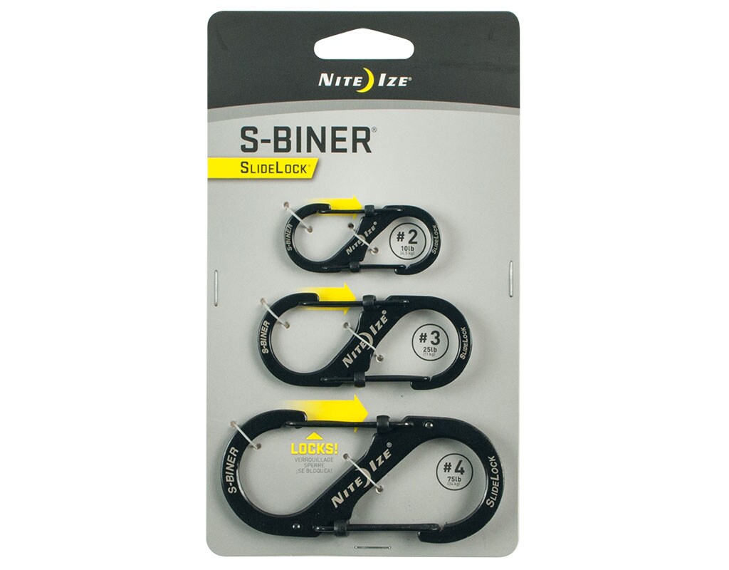 Karabińczyk Nite Ize S-Biner SlideLock Set - 3 sztuki - Black