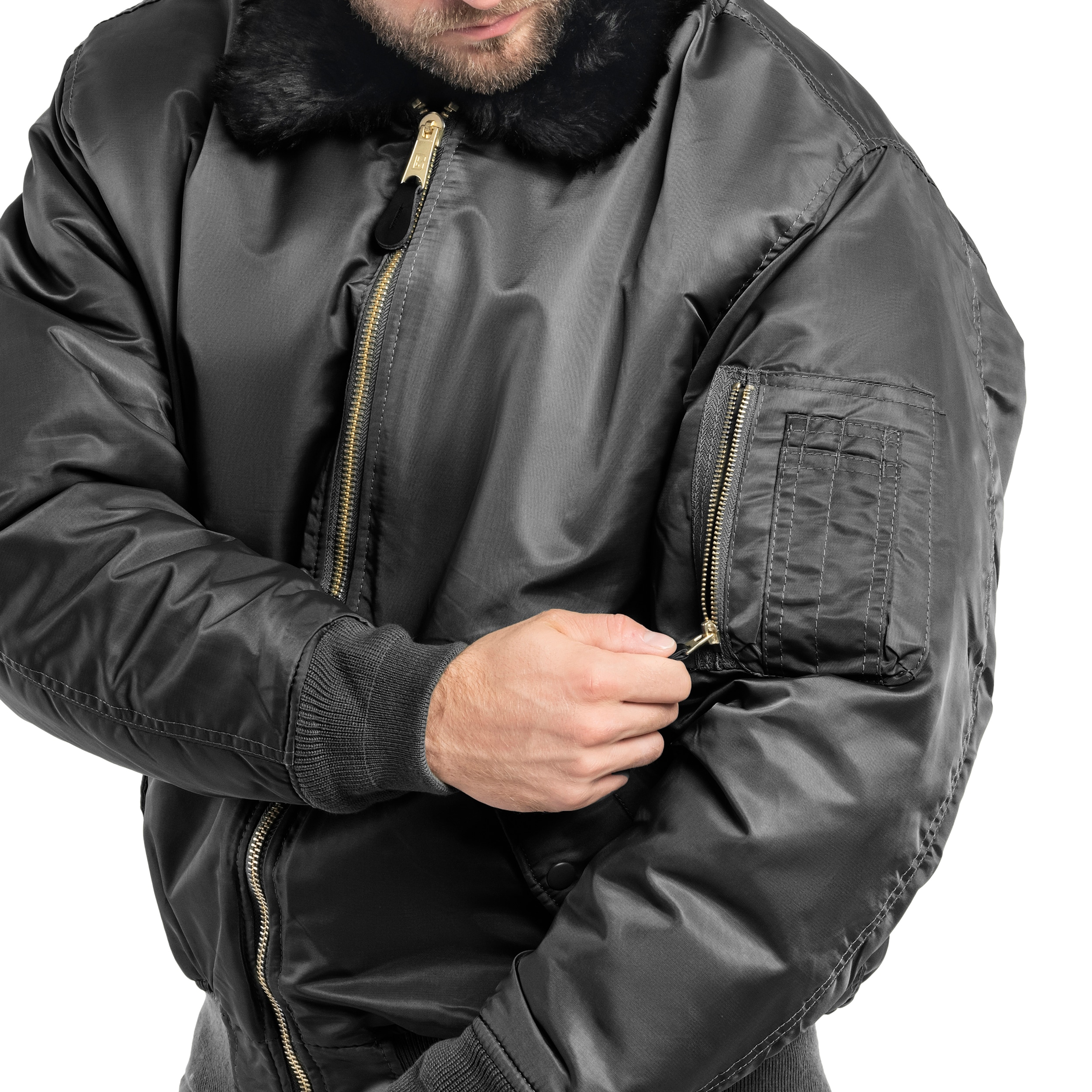 Куртка Brandit MA2 Fur Collar - Black