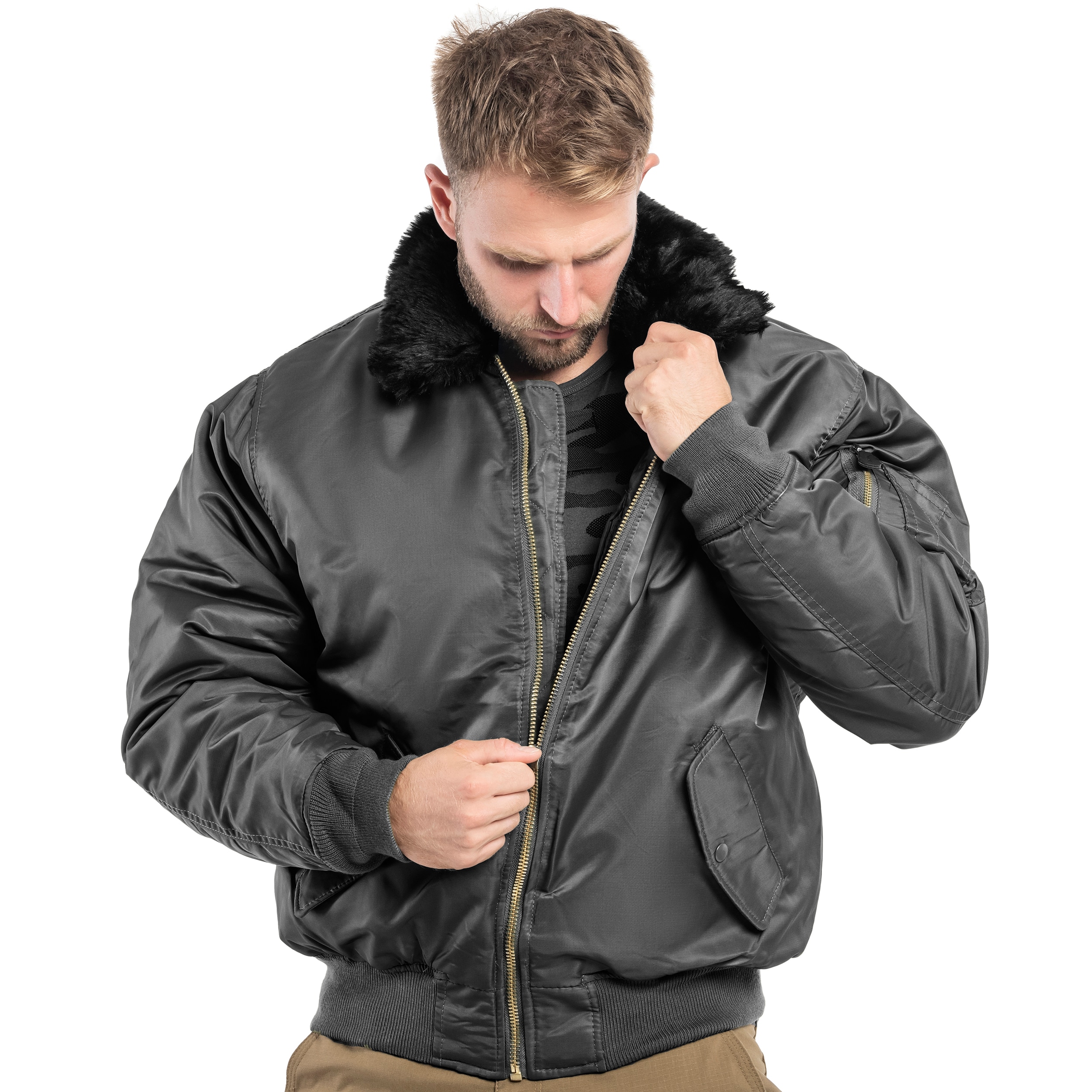 Куртка Brandit MA2 Fur Collar - Black