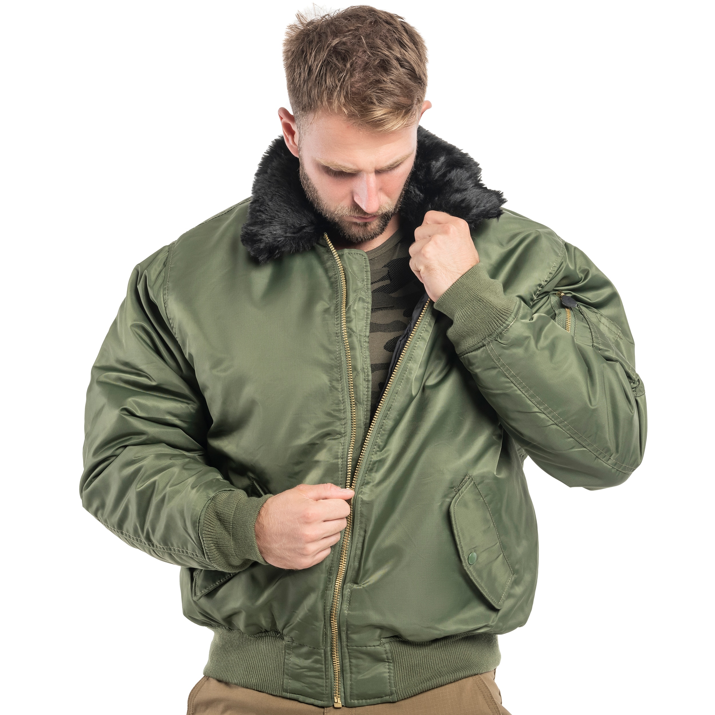 Куртка Brandit MA2 Fur Collar - Olive