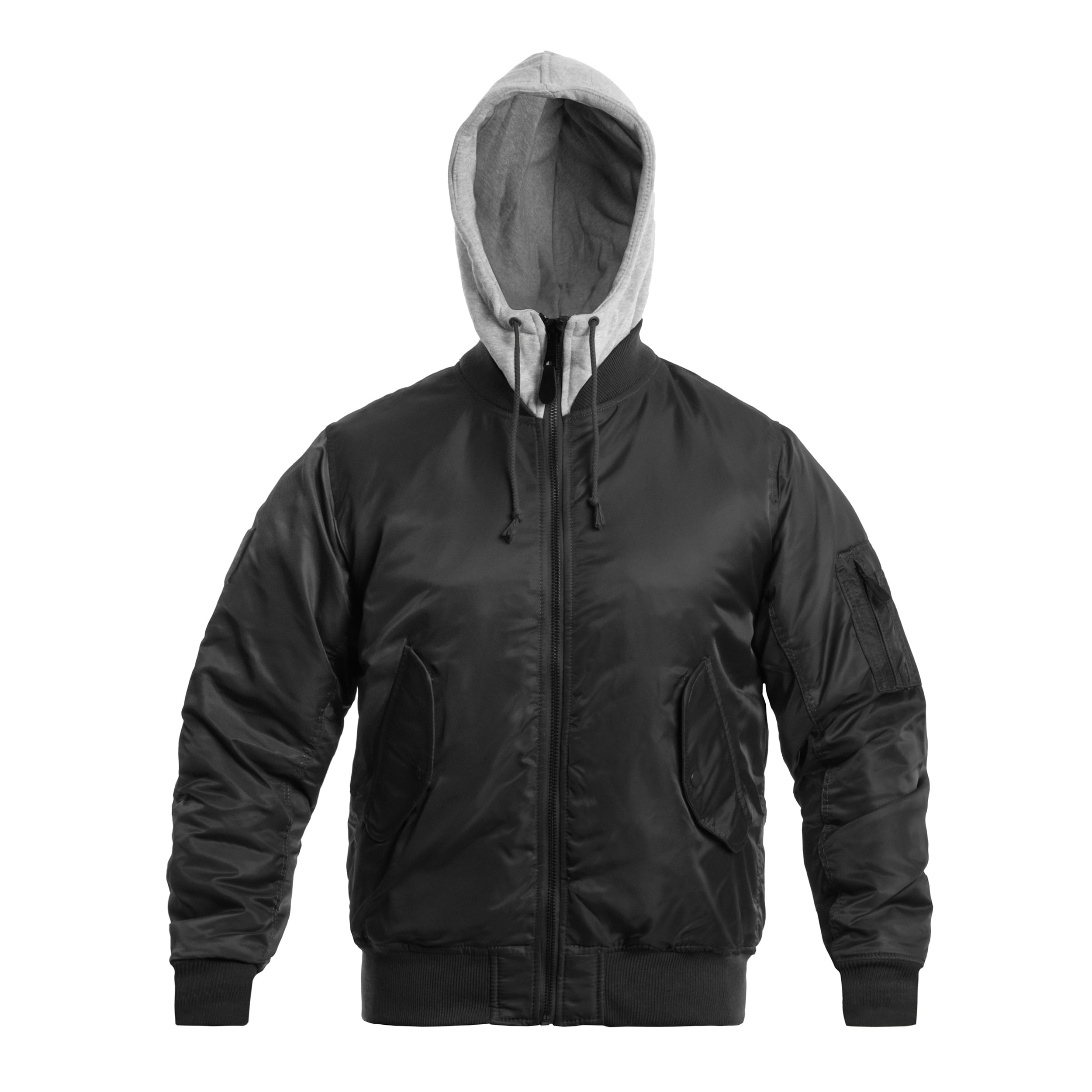 Куртка Brandit MA1 Sweat Hooded Jacket - Black/Grey