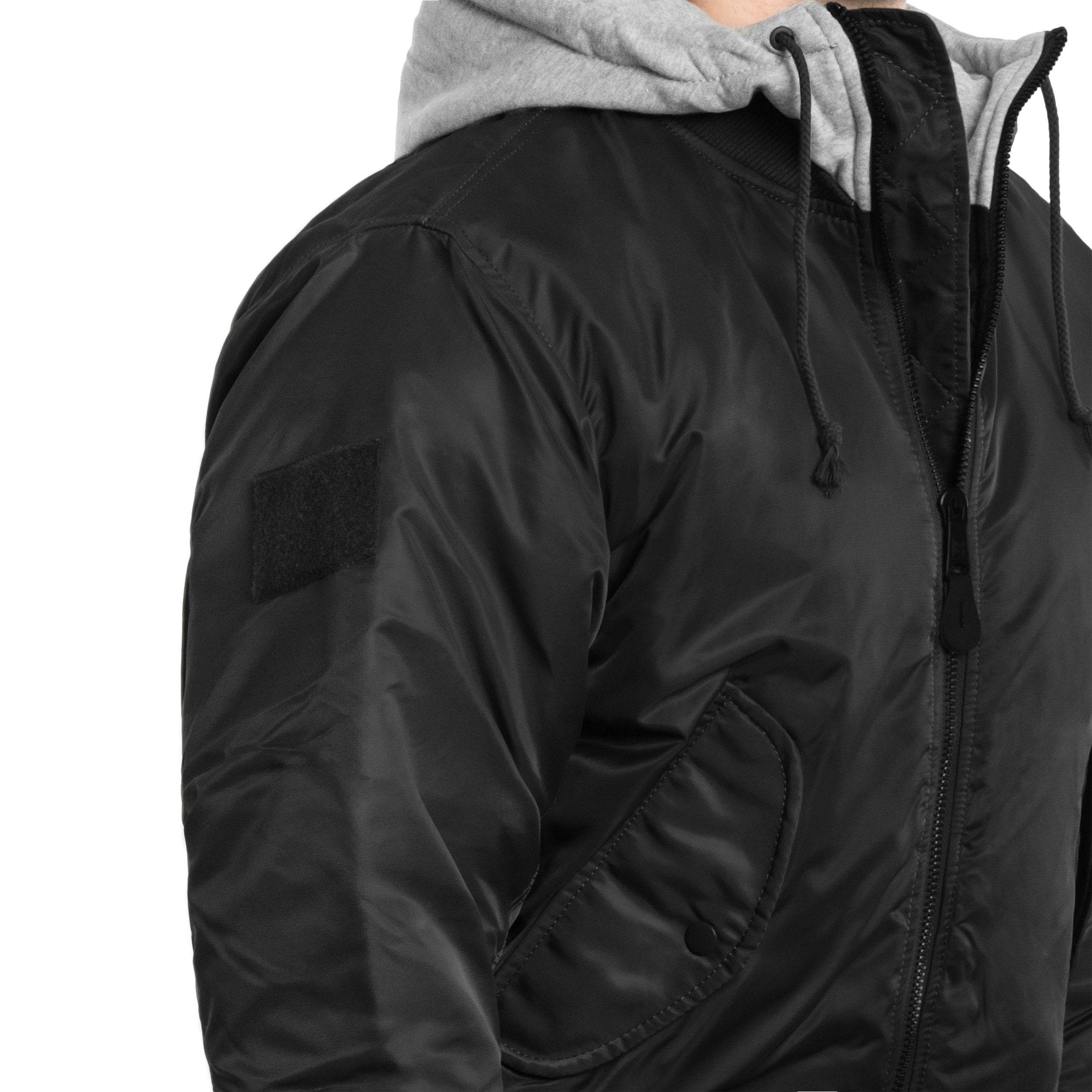 Куртка Brandit MA1 Sweat Hooded Jacket - Black/Grey