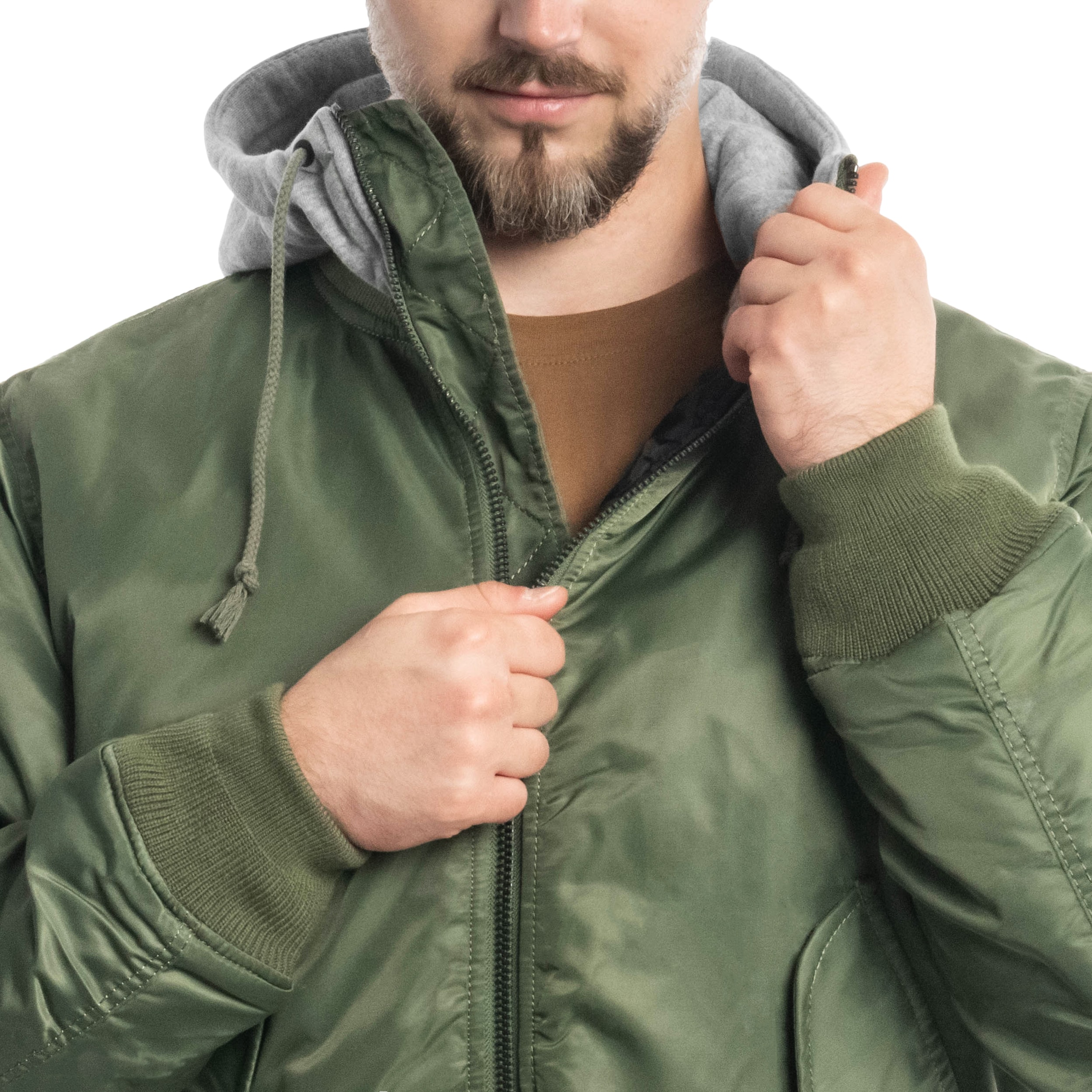 Куртка Brandit MA1 Sweat Hooded Jacket - Olive/Grey