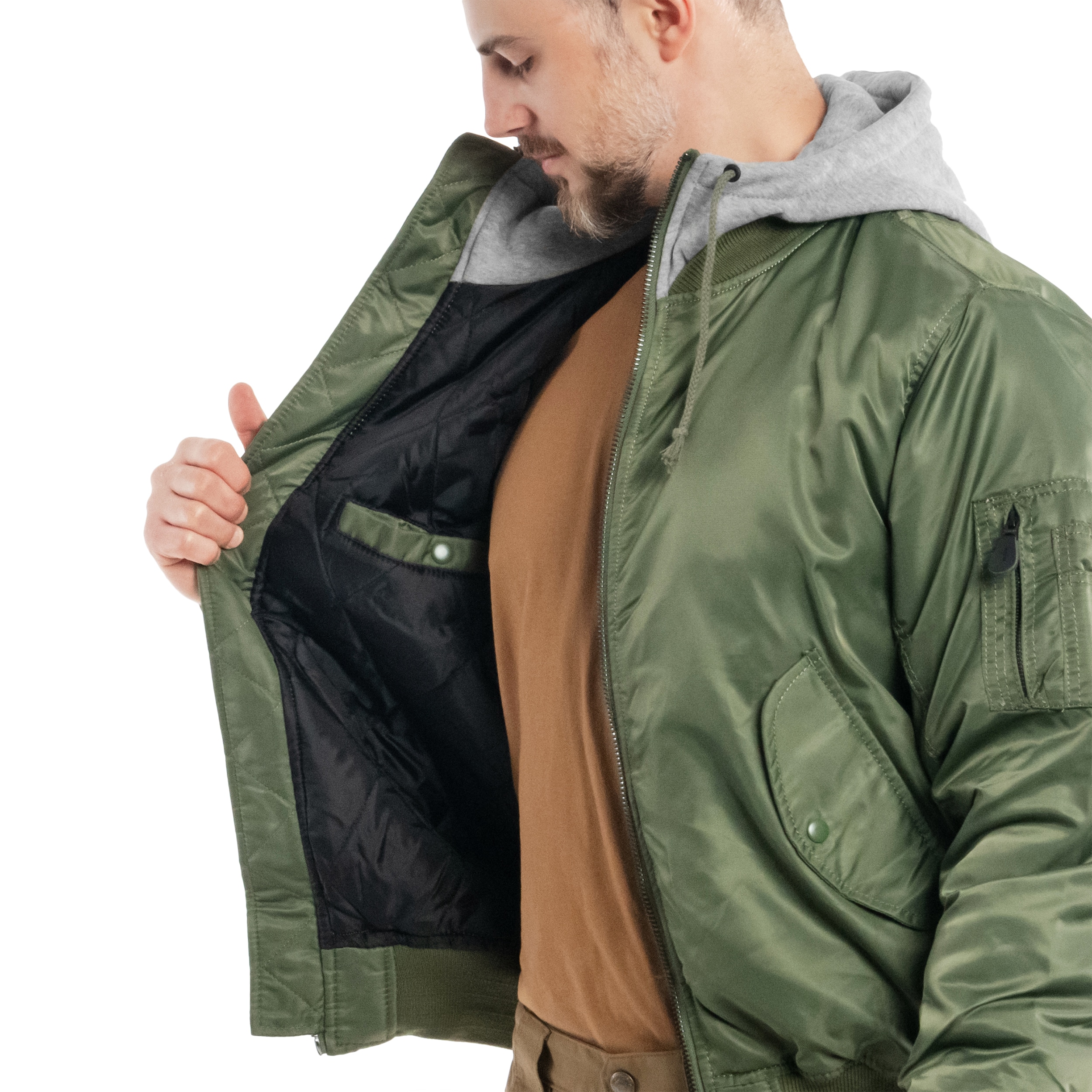 Kurtka Brandit MA1 Sweat Hooded Jacket - Olive/Grey