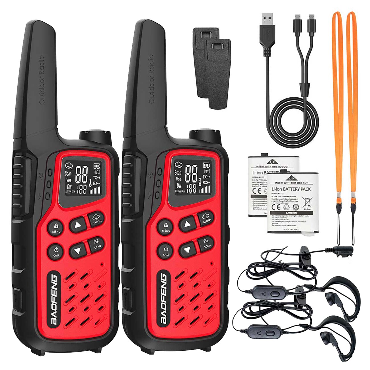 Baofeng BF-T25E PMR Radio-Telephone 2 pcs. - Red