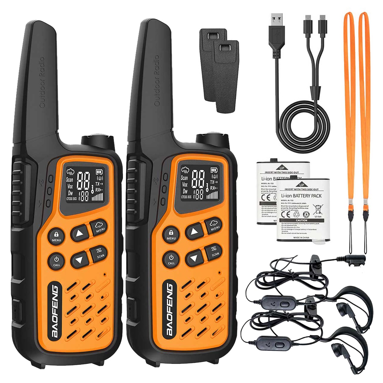 Radiotelefon Baofeng BF-25E PMR 2 szt. - Orange