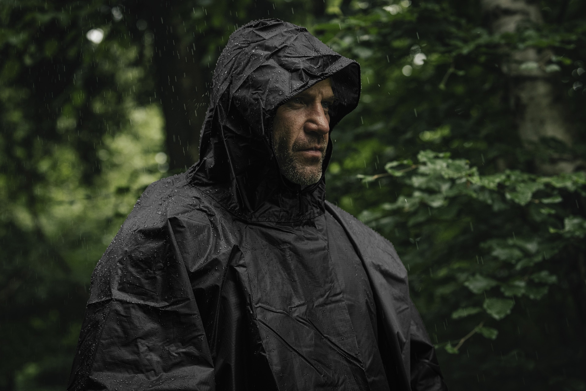 Ponczo Badger Outdoor Rain Poncho Ripstop - Black