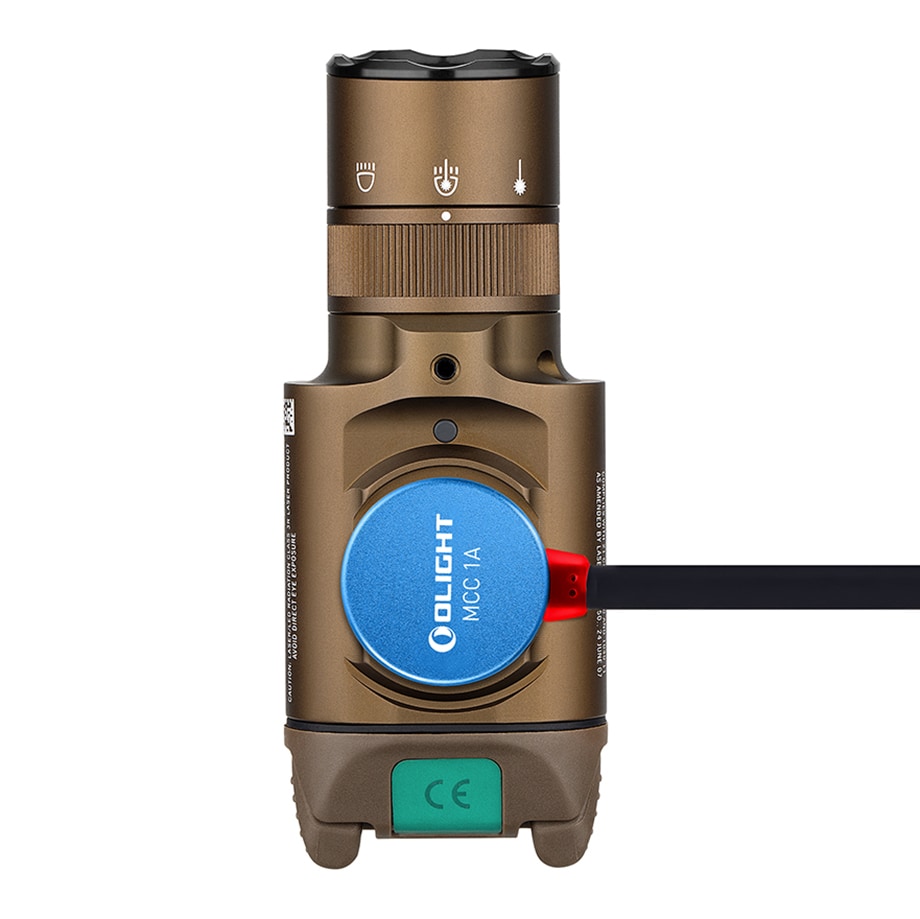 Ліхтарик для зброї з лазерним прицілом Olight BALDR Pro R Desert Tan - 1350 люменів, Green Laser