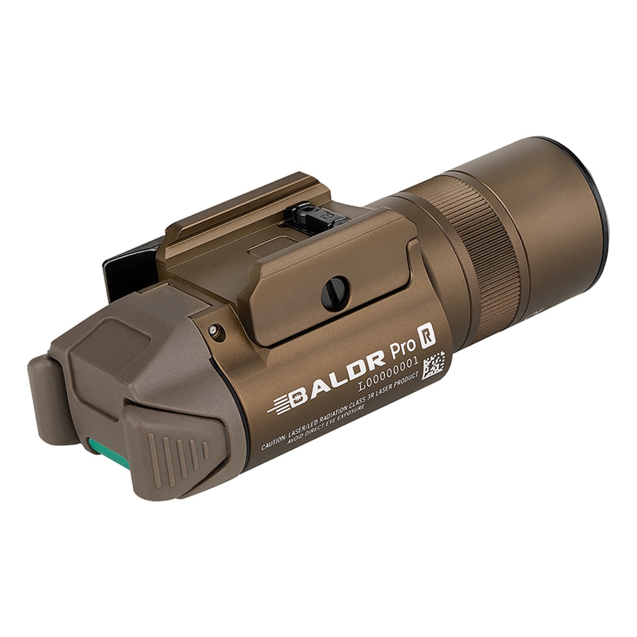 Ліхтарик для зброї з лазерним прицілом Olight BALDR Pro R Desert Tan - 1350 люменів, Green Laser