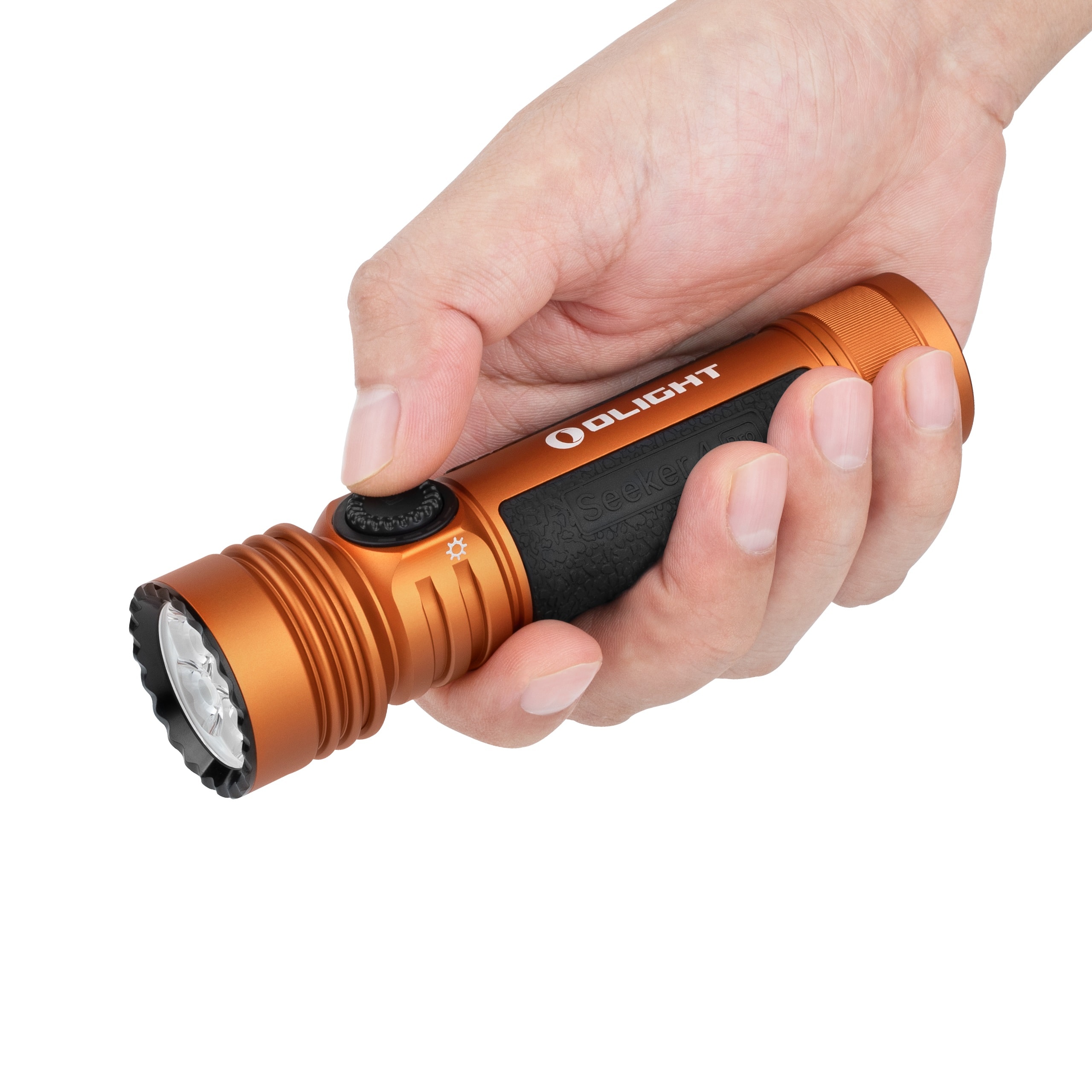 Olight Seeker 4 Pro Cool White Orange Tactical Search Flashlight - 4600 lumens