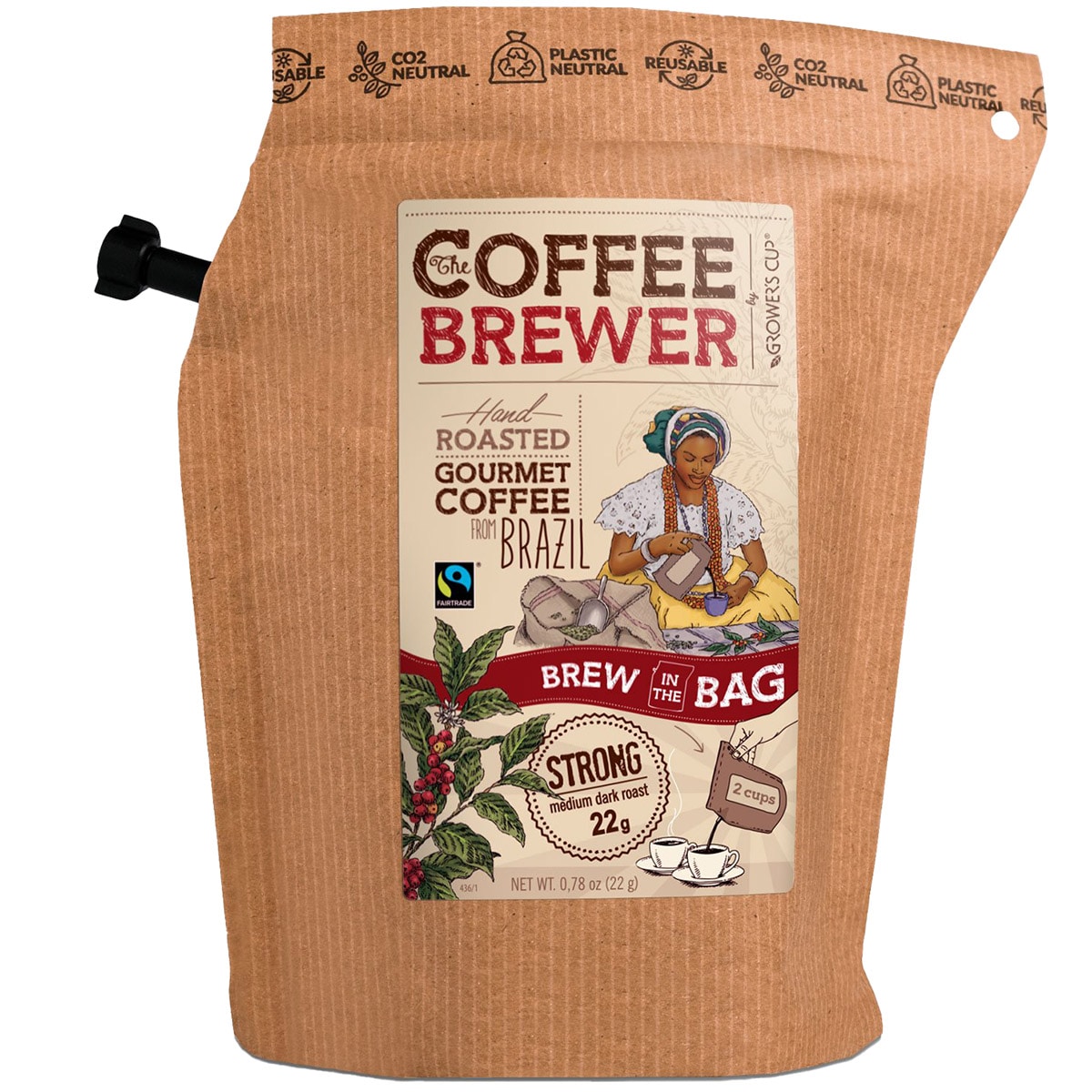 Grower's Cup Бразилія мелена кава в пакетику 22г