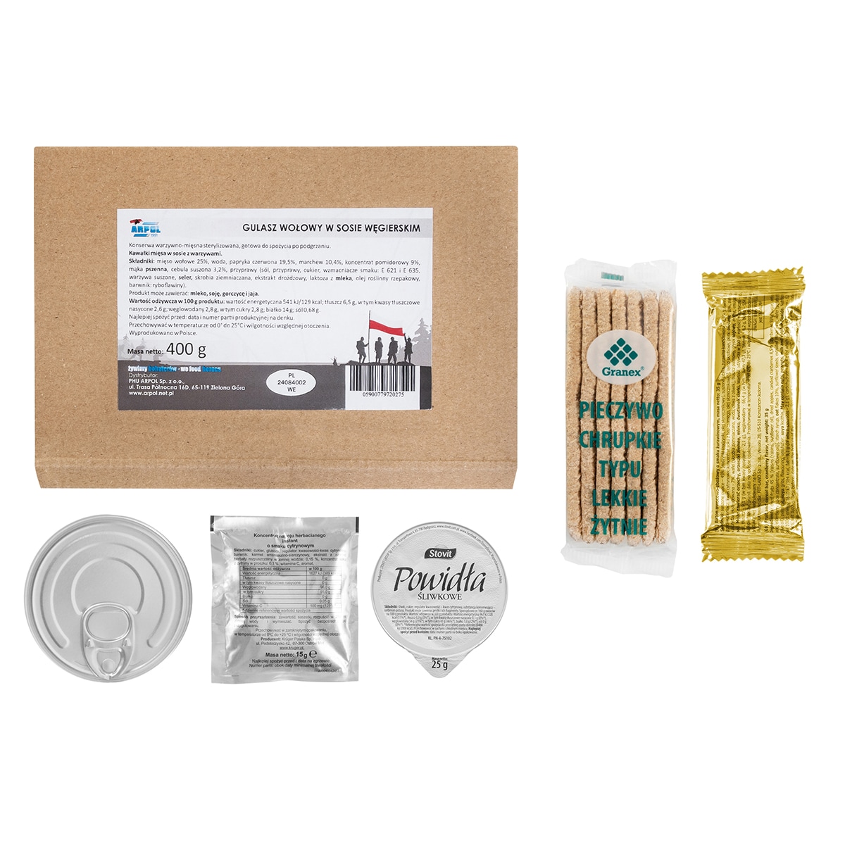 Bojowa racja żywnościowa Arpol RB1 - Gulasz węgierski, Kurczak z ryżem