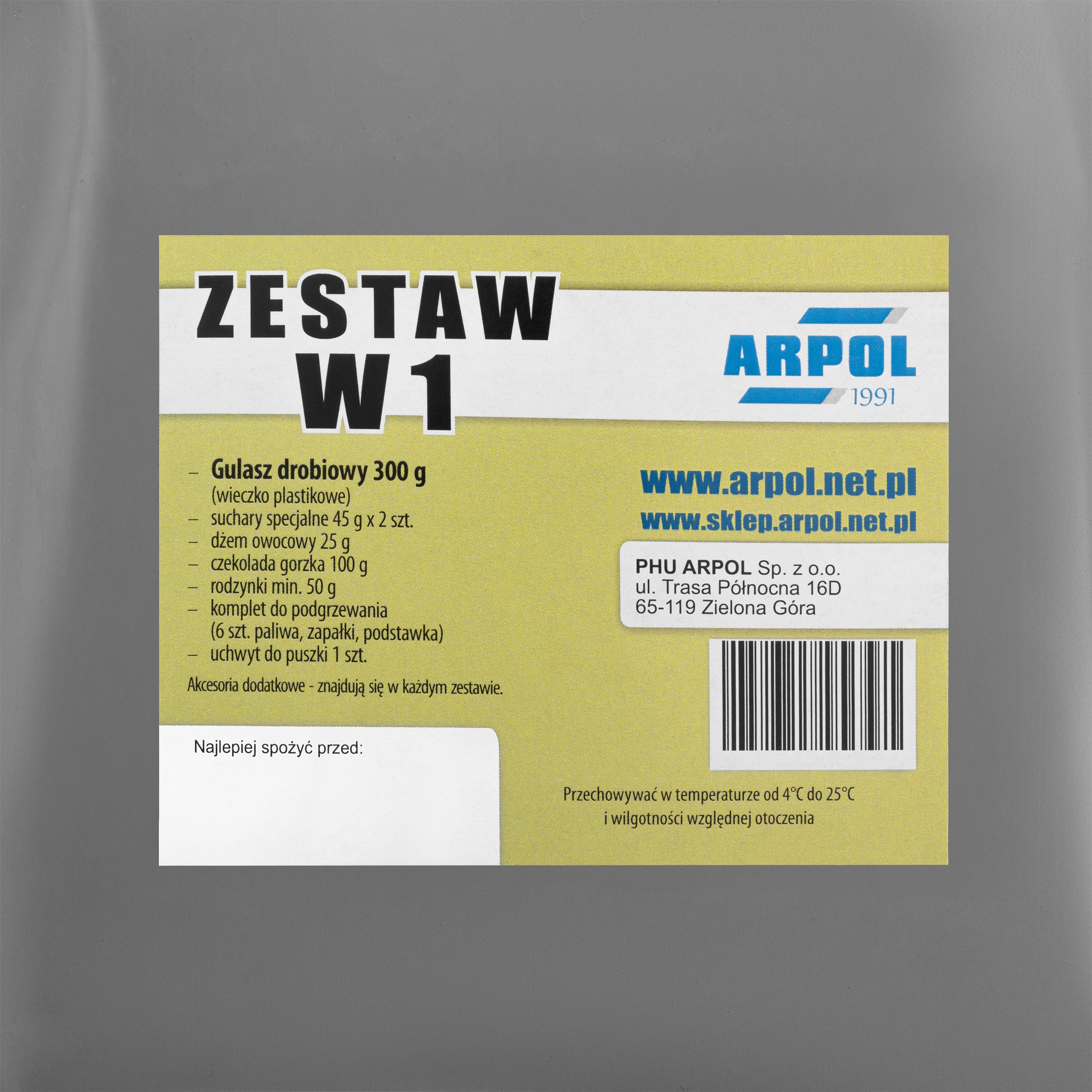 Wojskowa racja żywnościowa Arpol W1 - Gulasz drobiowy