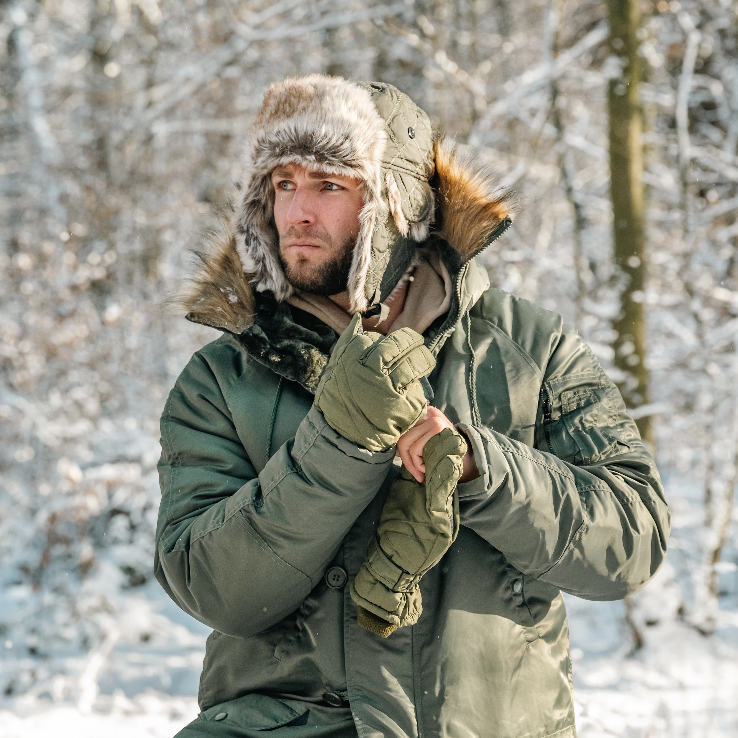 Czapka Mil-Tec Winter Faux-Fur - Olive