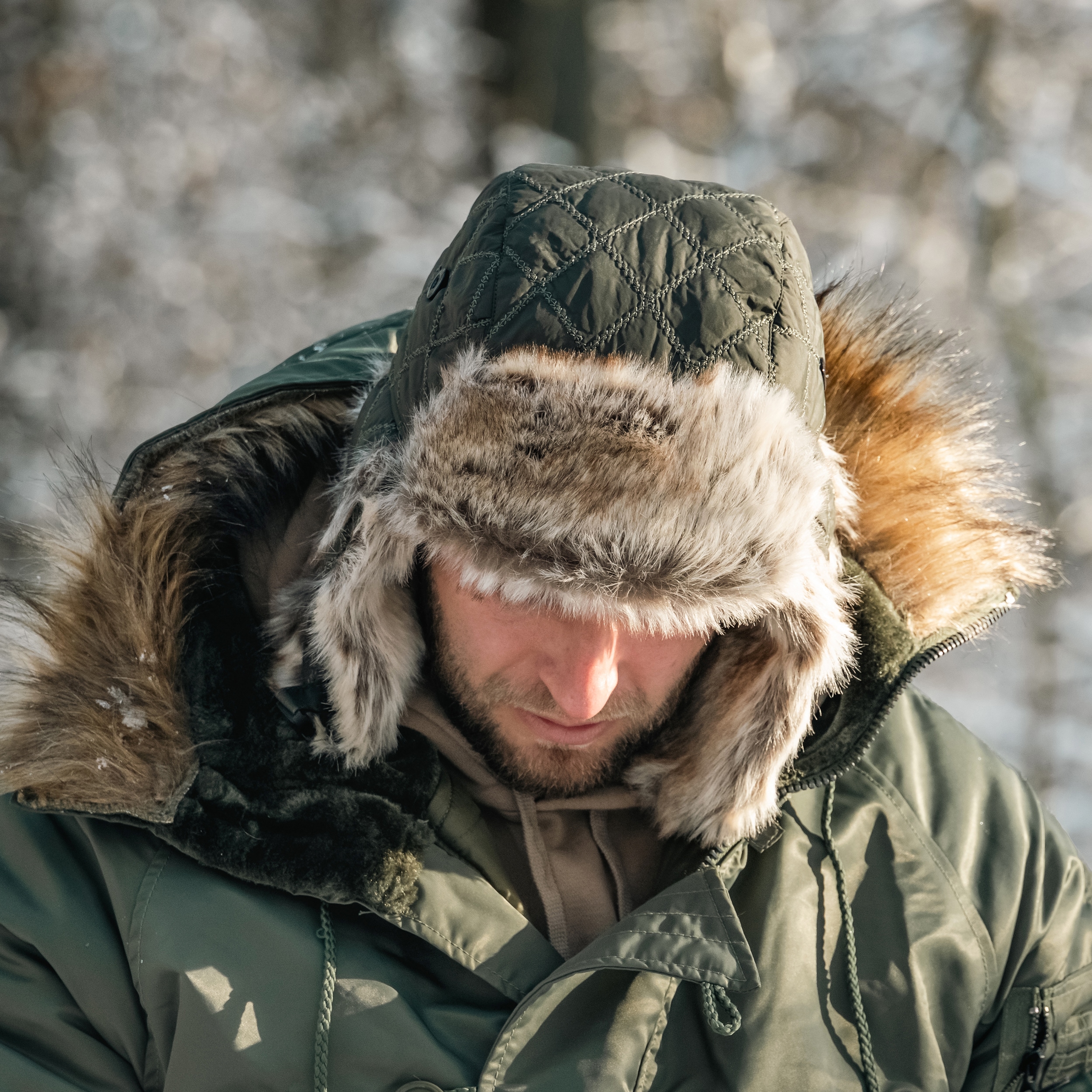 Czapka Mil-Tec Winter Faux-Fur - Olive