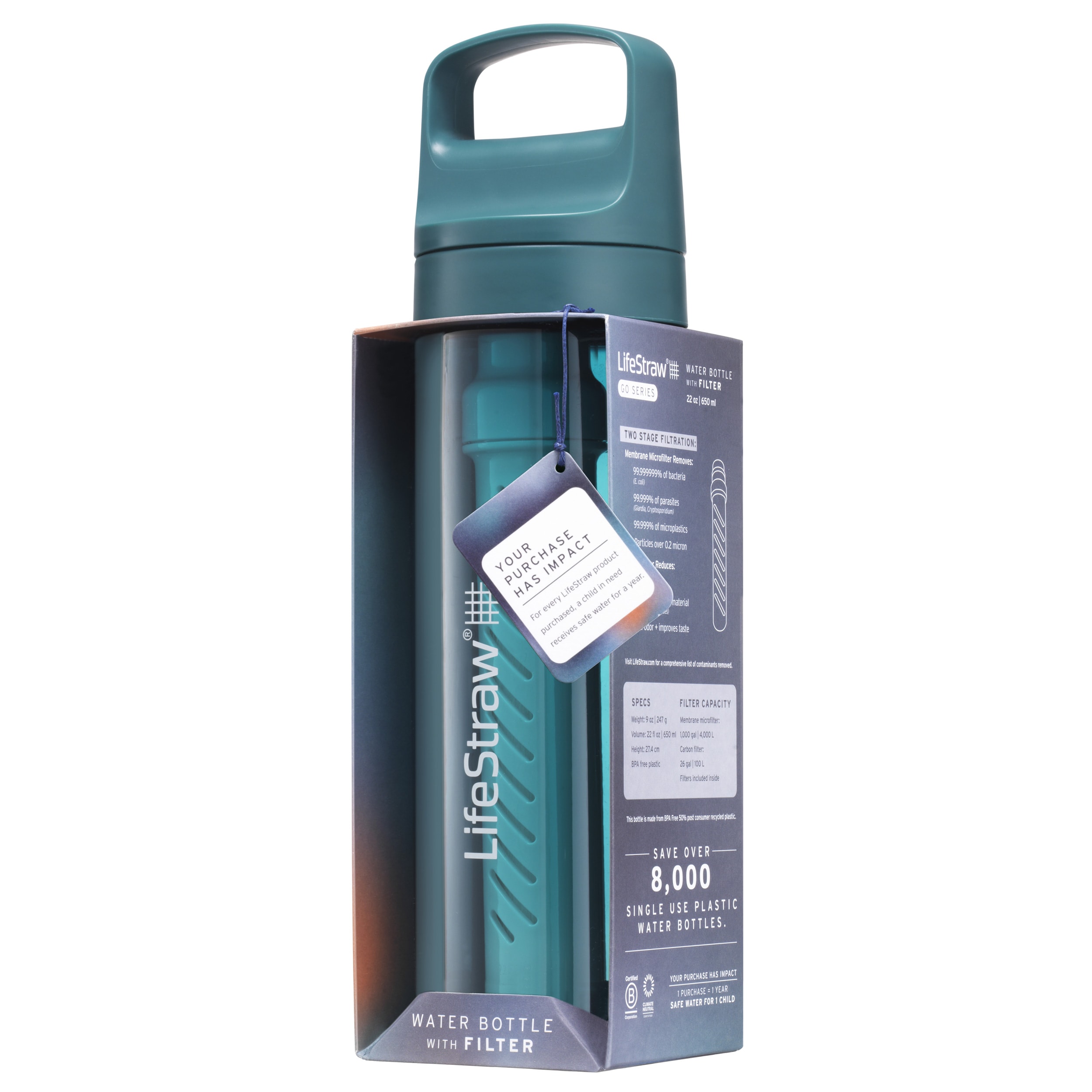 Butelka z filtrem LifeStraw Go 2.0 Tritan 650 ml - Laguna Teal