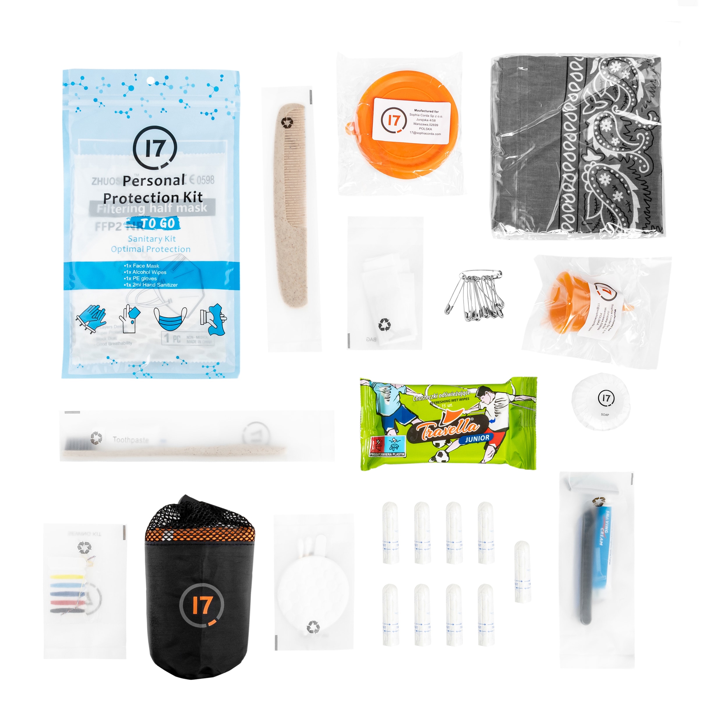 Plecak awaryjny 17 z wyposażeniem 28 l - Szary