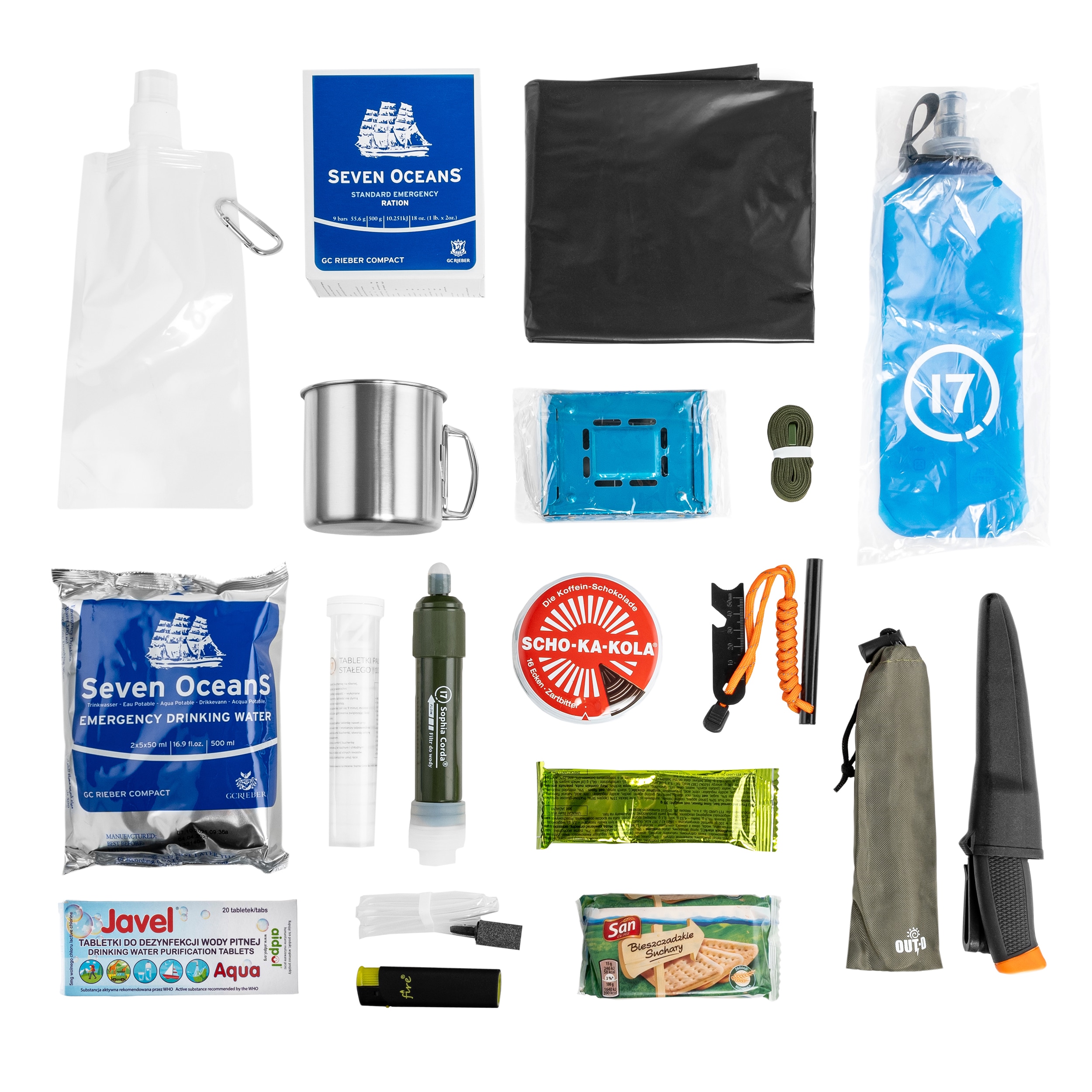 Plecak awaryjny 17 z wyposażeniem 28 l - Szary