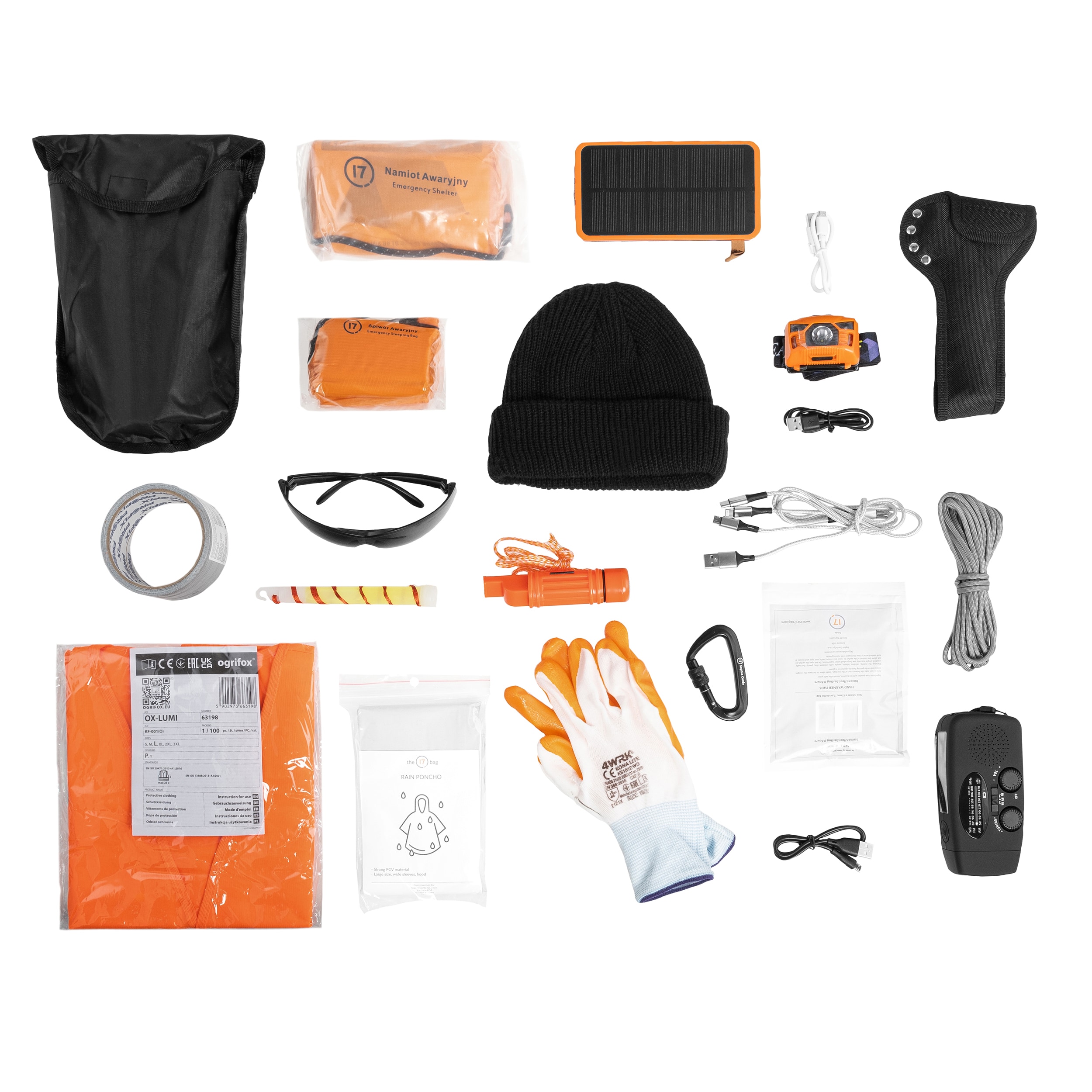 Plecak awaryjny 17 z wyposażeniem 28 l - Szary