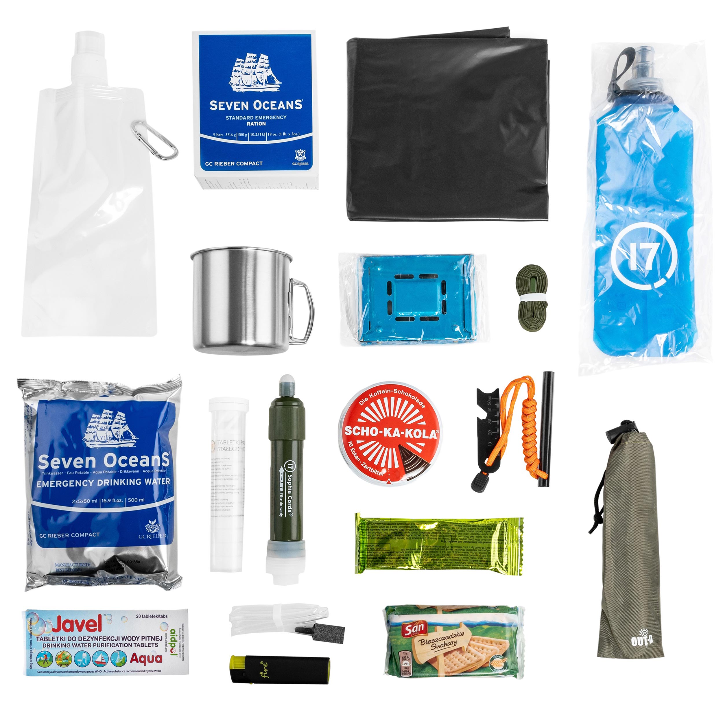 Plecak awaryjny 17 z wyposażeniem 28 l - Szary