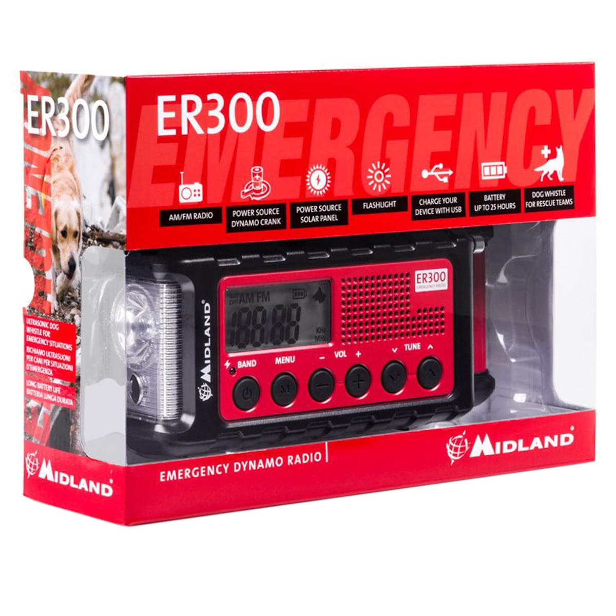 Radio alarmowe Powerbank Midland ER300 AM/FM